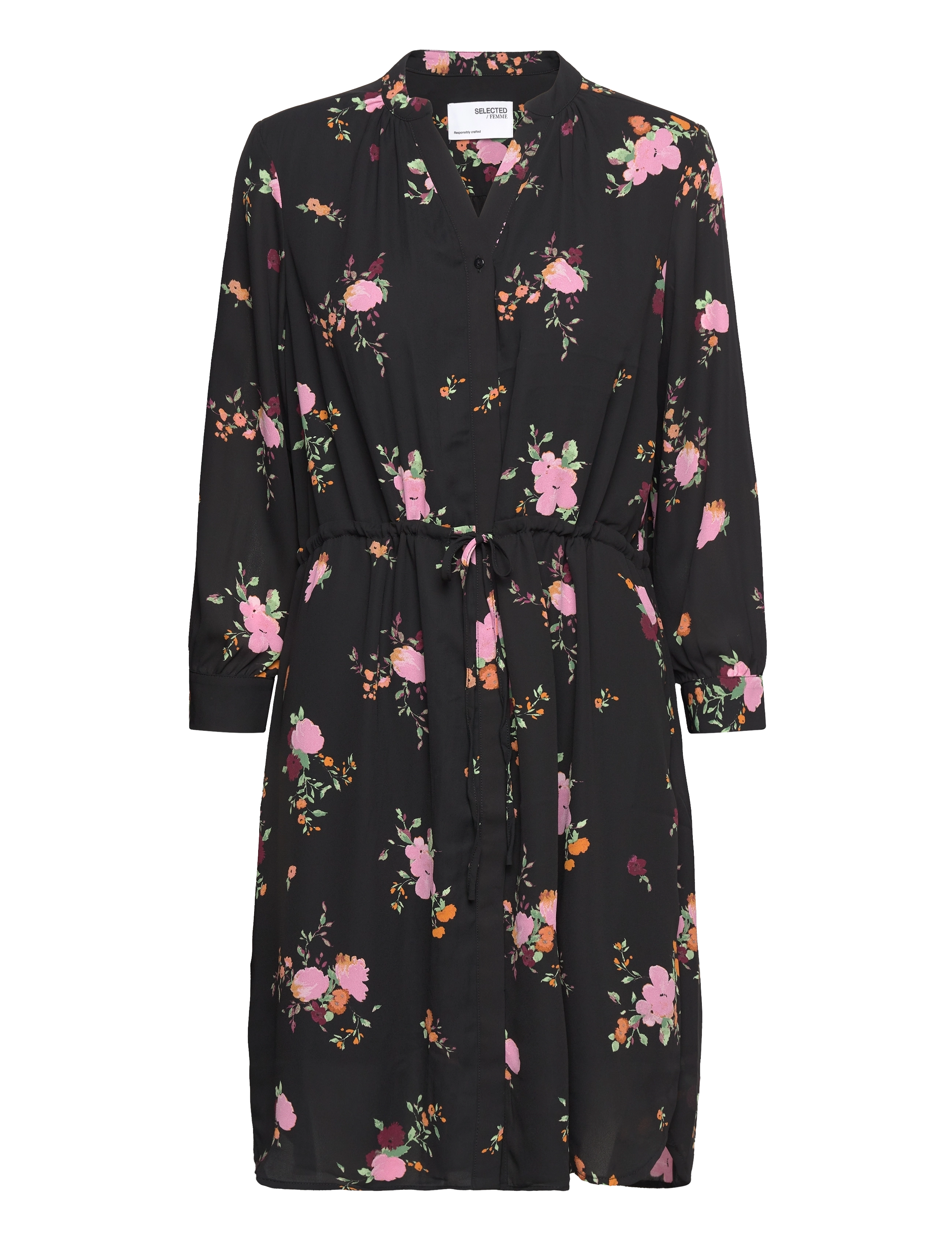 SELECTED Slfdamina 7/8 Aop Kleid Schwarz - 34 - Damen