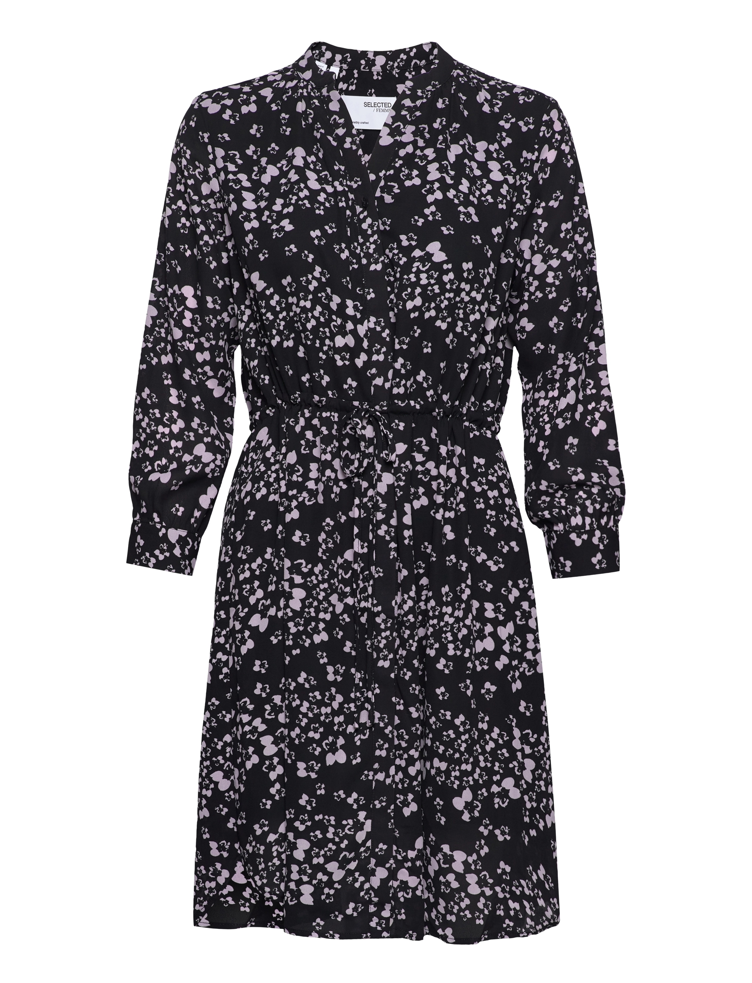 SELECTED Slfdamina 7/8 Aop Kleid Schwarz - 34 - Damen
