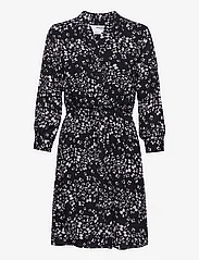 Selected Femme - SLFDAMINA 7/8 AOP DRESS B NOOS - marškinių tipo suknelės - black - 0