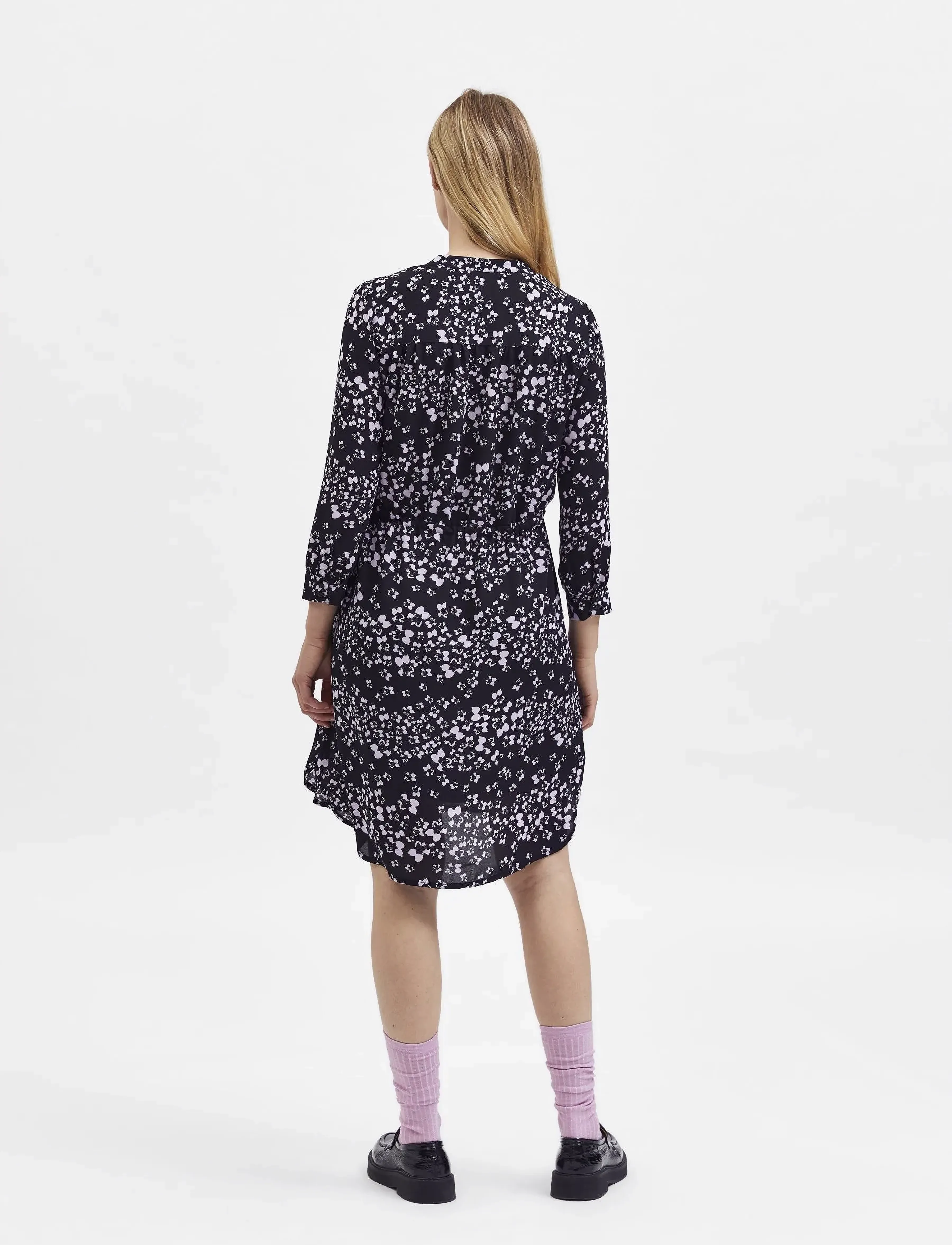 Selected - SLFDAMINA 7/8 AOP DRESS - laveste priser - black - 3
