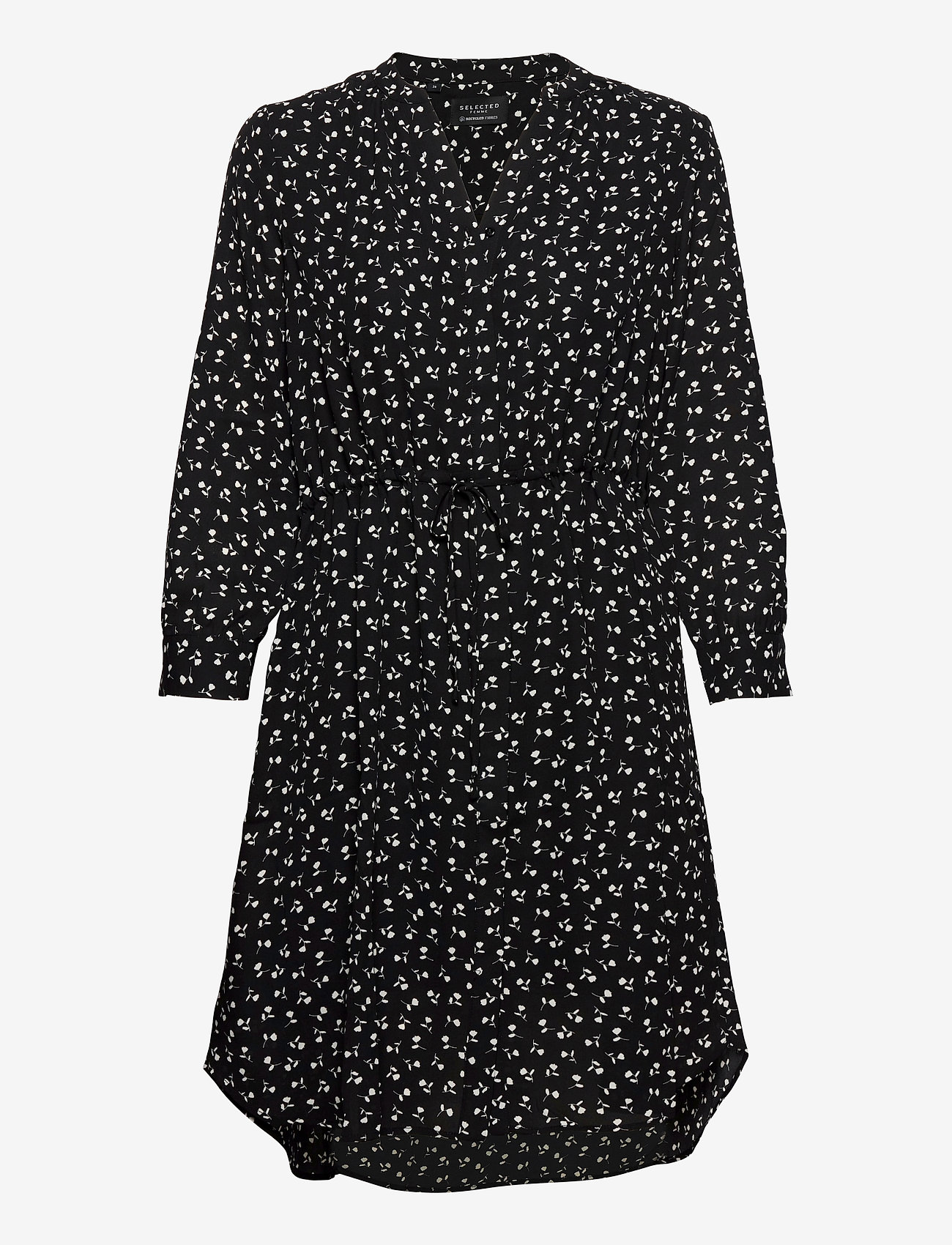 Selected Femme - SLFDAMINA 7/8 AOP DRESS B NOOS - hemdkleider - black - 0