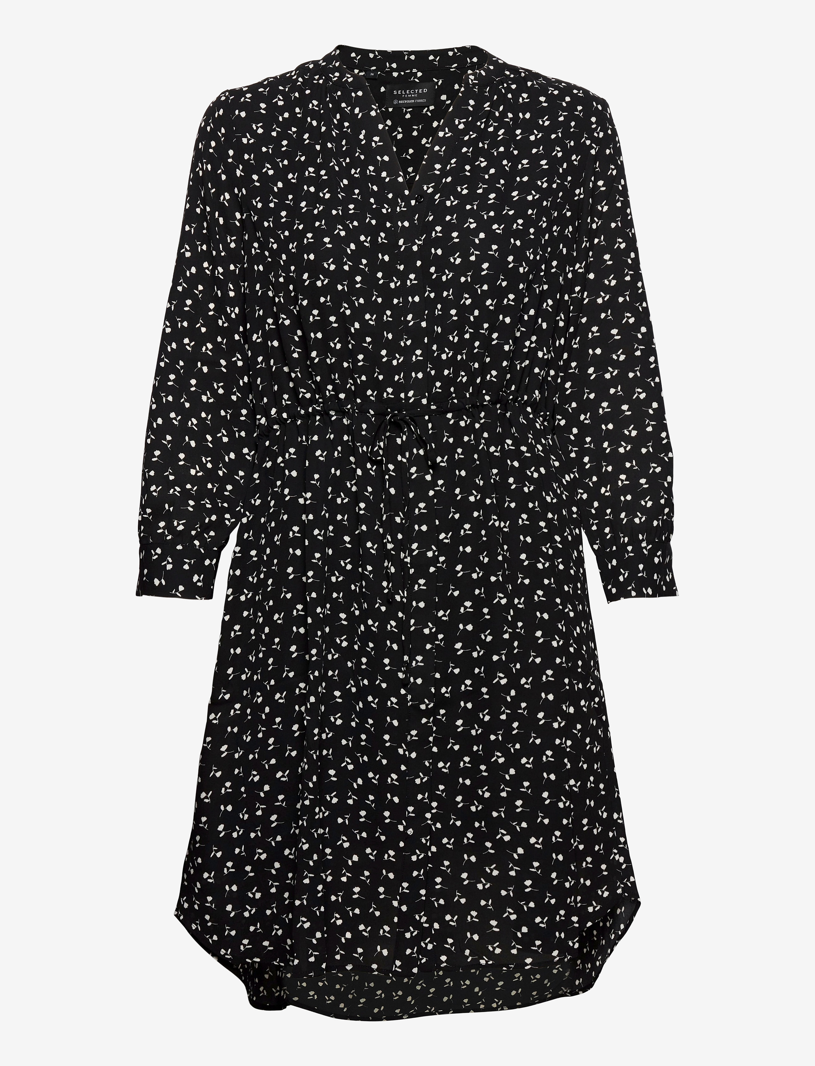 Selected SLFDAMINA 7/8 AOP DRESS - Kjoler - BLACK / black