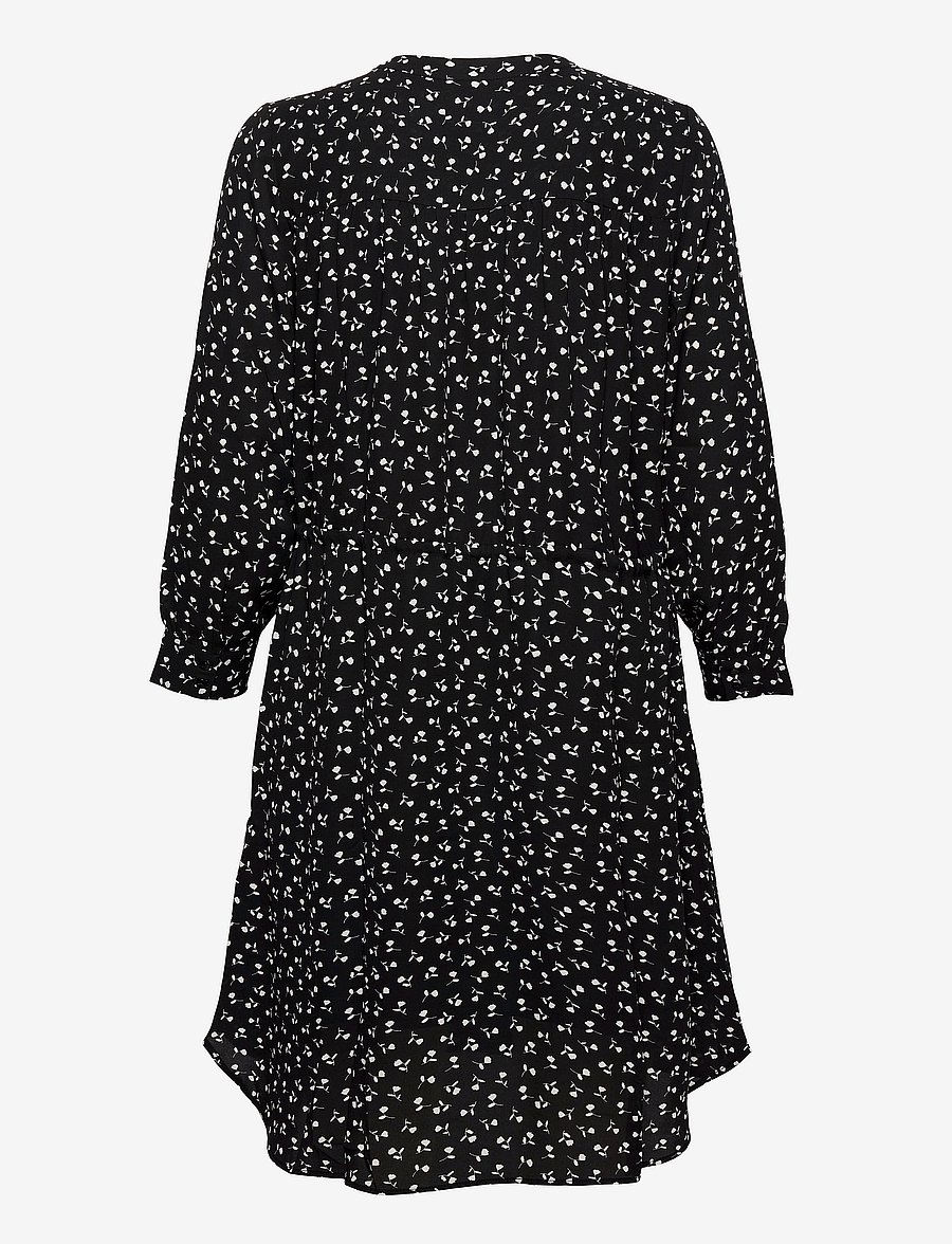 Selected - SLFDAMINA 7/8 AOP DRESS - skjortekjoler - black - 2