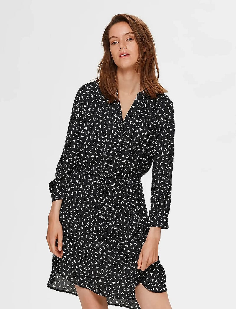 Selected - SLFDAMINA 7/8 AOP DRESS B NOOS - hemdkleider - black - 0