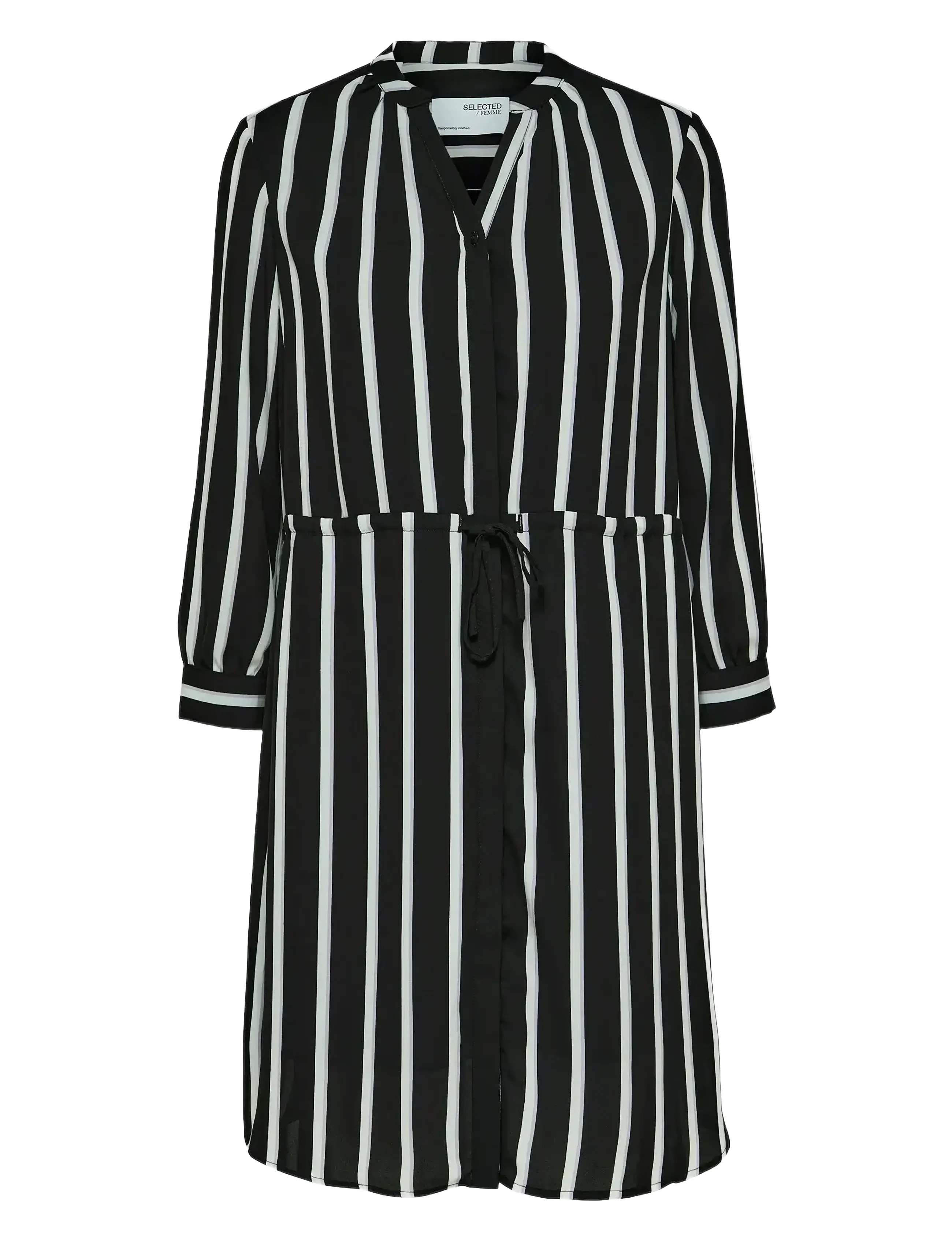 SELECTED Slfdamina 7/8 Aop Kleid Schwarz - 34 - Damen