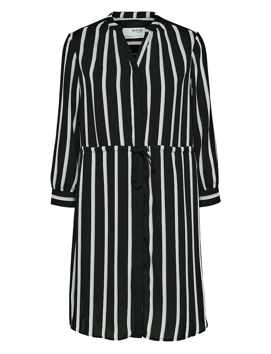 Selected - SLFDAMINA 7/8 AOP DRESS - robes chemises - black - 1