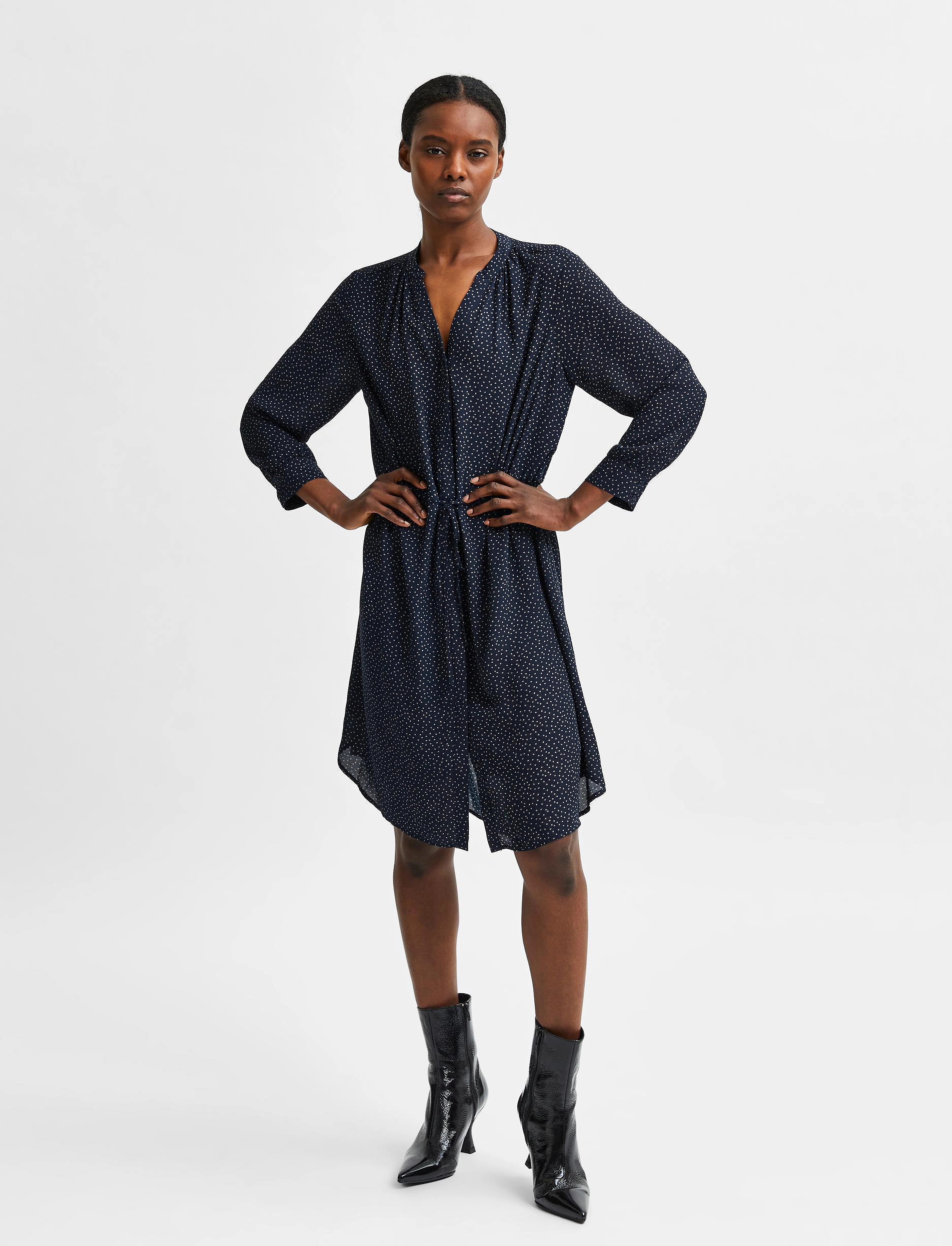 Selected - SLFDAMINA 7/8 AOP DRESS - lägsta priserna - dark sapphire - 4
