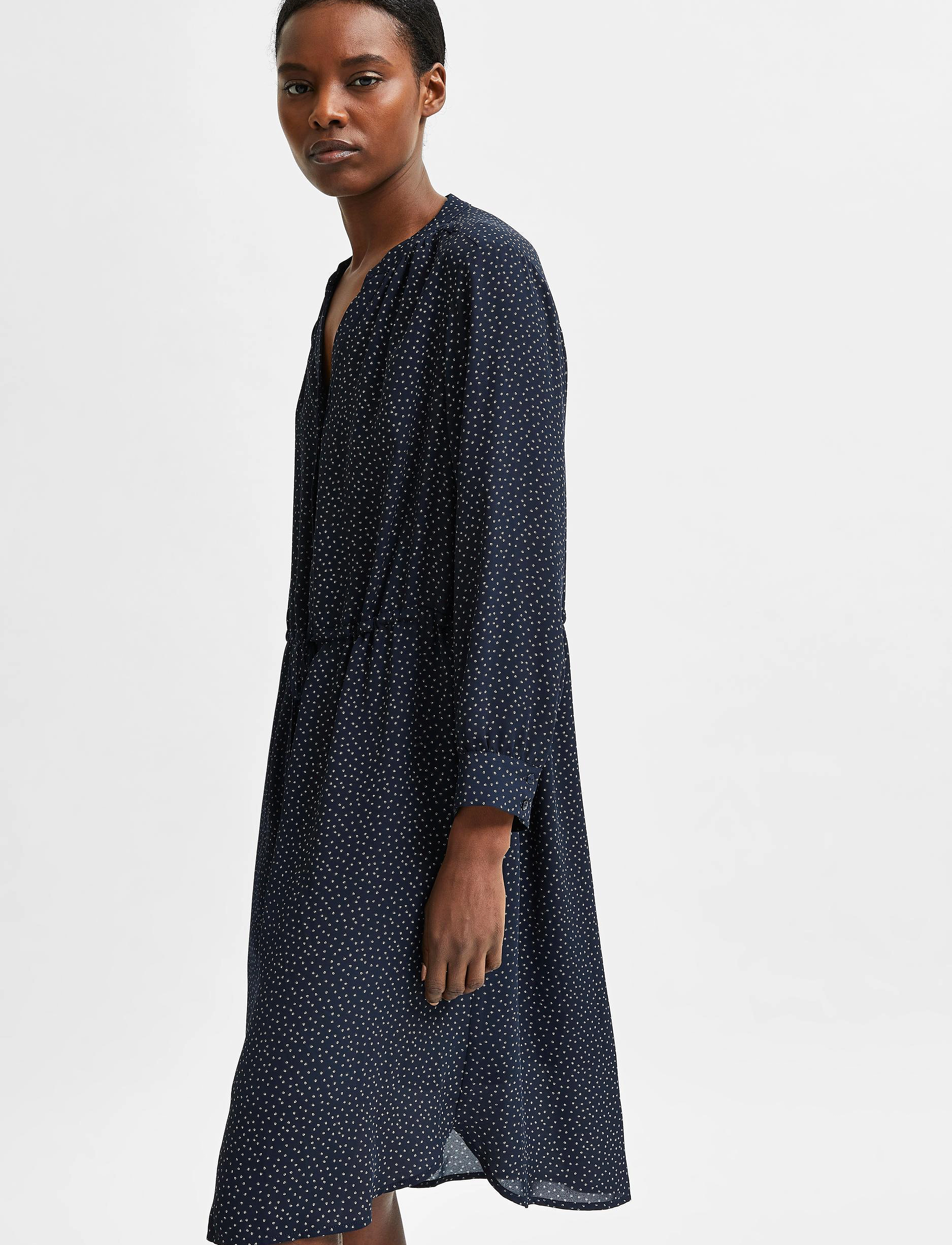 Selected - SLFDAMINA 7/8 AOP DRESS - lägsta priserna - dark sapphire - 5