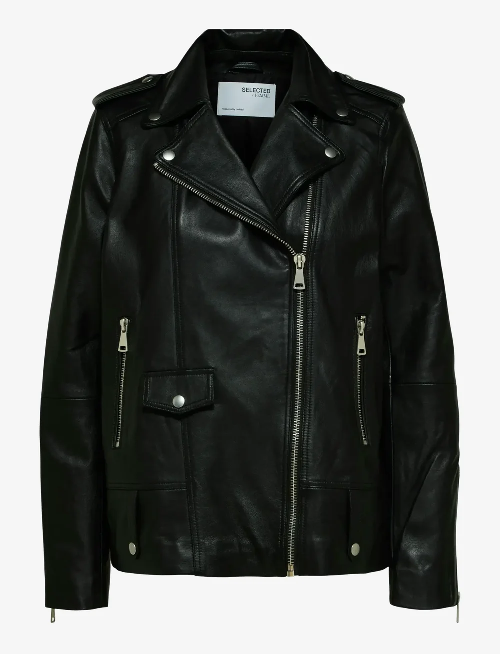 Selected - SLFMADISON LEATHER JACKET B NOOS - læderjakker - black - 1