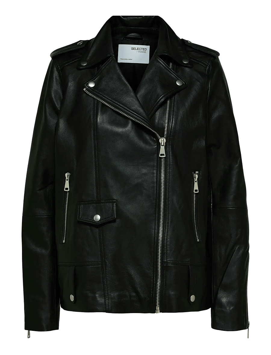 Selected - SLWMADISON LEATHER JACKET B NOOS - kurtki wiosenne - black - 1