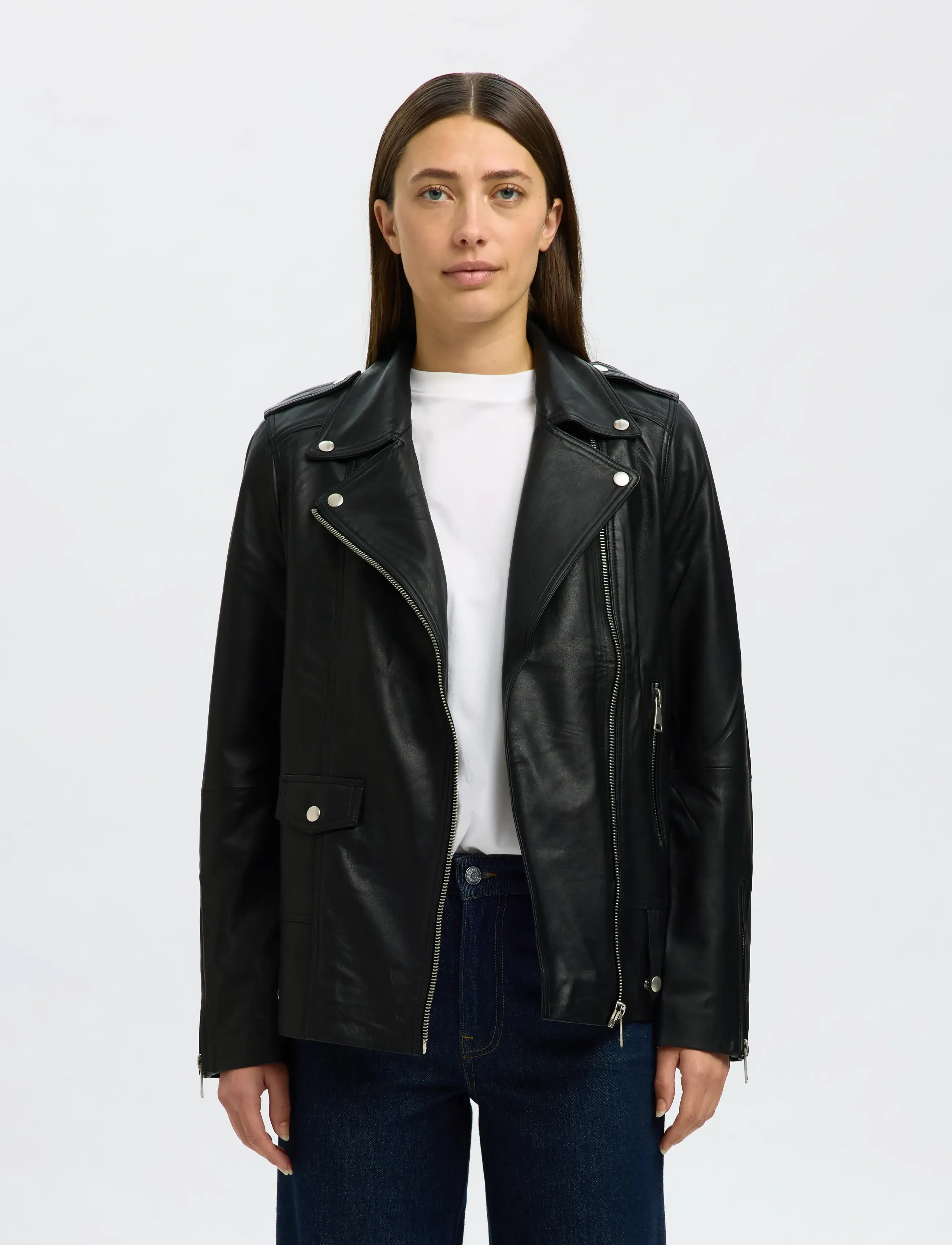 Selected Slwmadison Leather Jacket B Noos, 38, Jackets, Schwarz - Leather, Frauen