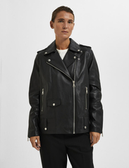 Selected Femme - SLFMADISON LEATHER JACKET B NOOS - spring jackets - black - 1