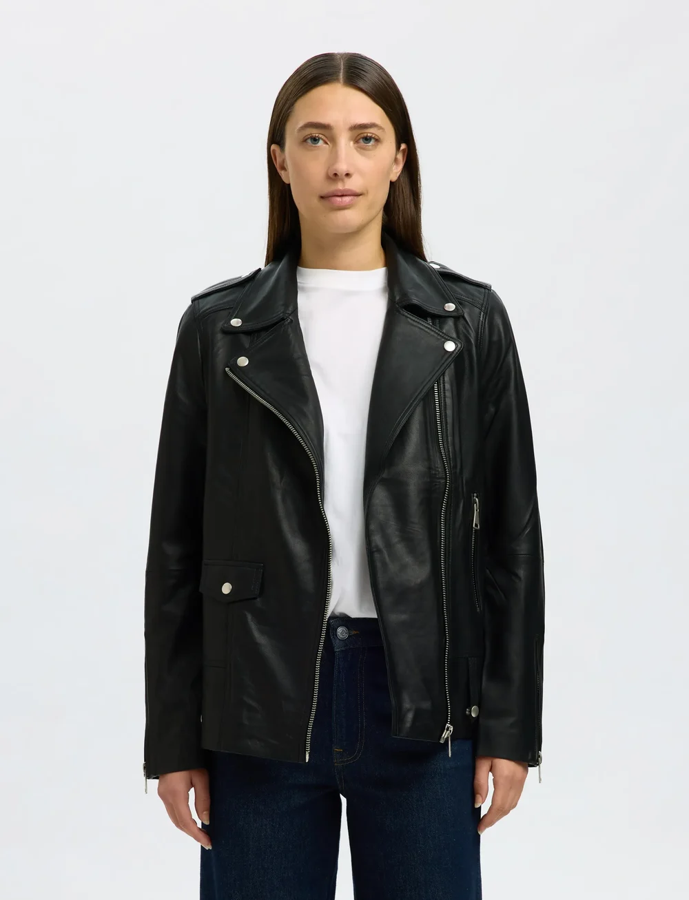 Selected - SLFMADISON LEATHER JACKET B NOOS - læderjakker - black - 0