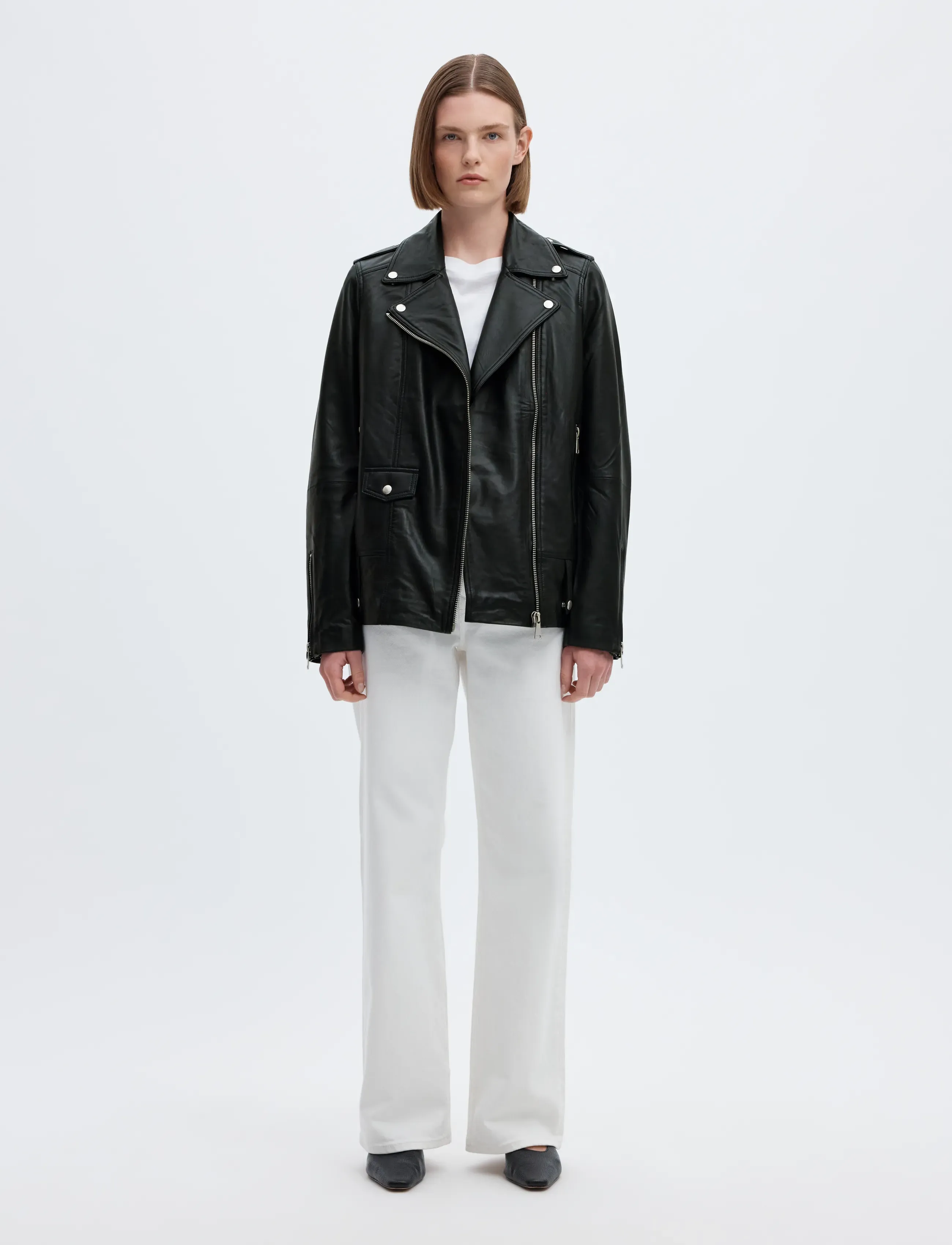 Selected - SLWMADISON LEATHER JACKET B NOOS - leather jackets - black - 3
