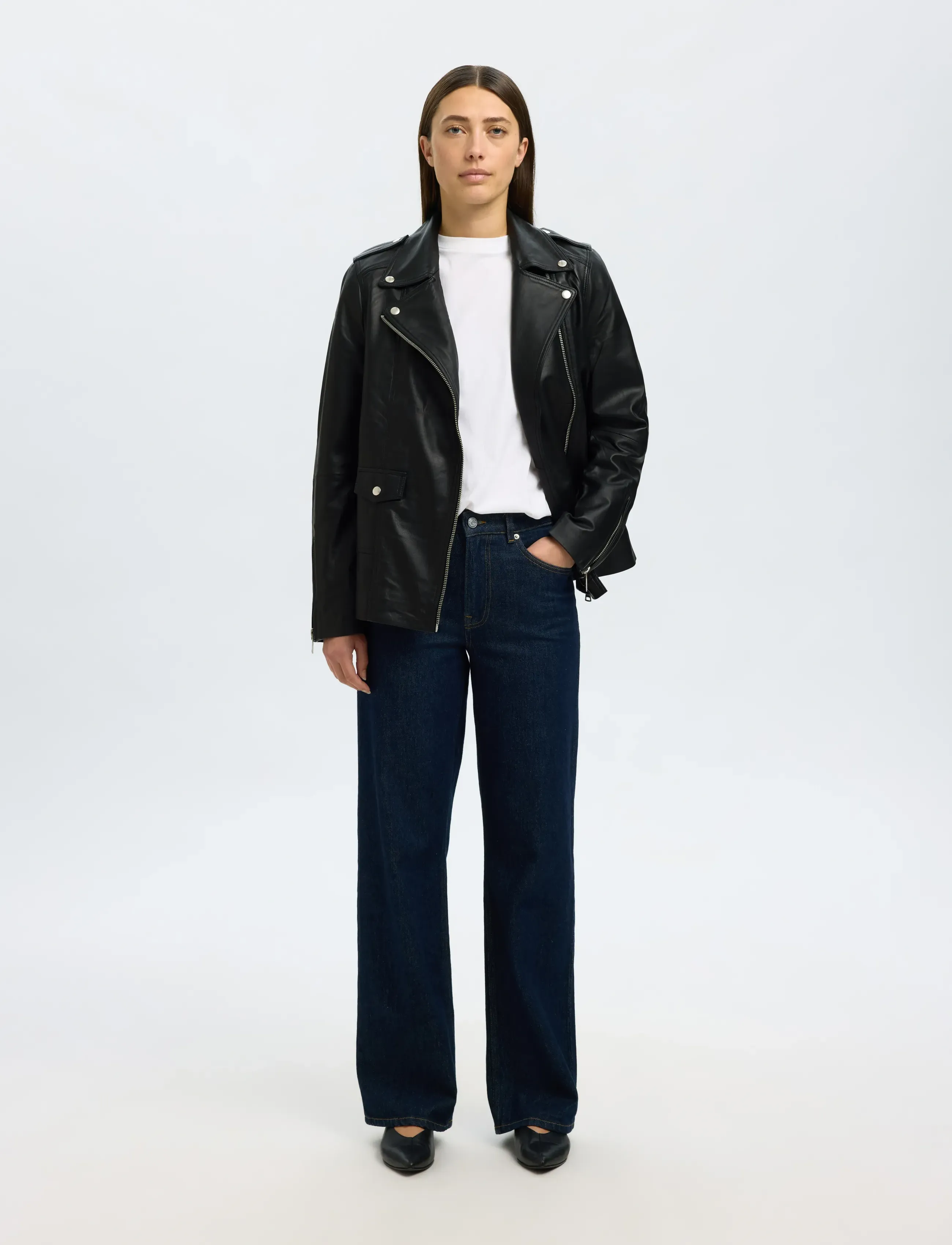 Selected - SLWMADISON LEATHER JACKET B NOOS - kurtki wiosenne - black - 3