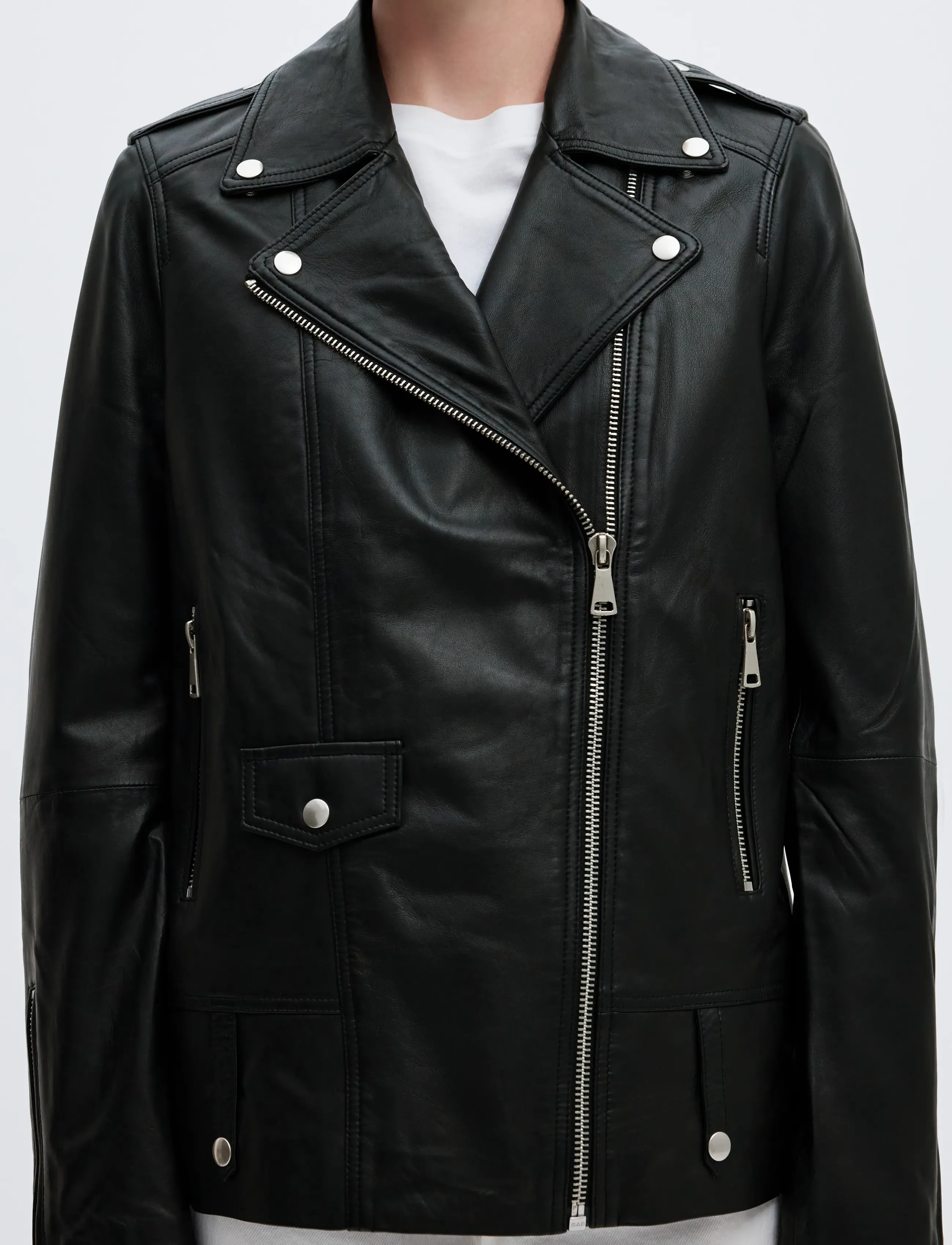 Selected - SLWMADISON LEATHER JACKET B NOOS - leather jackets - black - 4