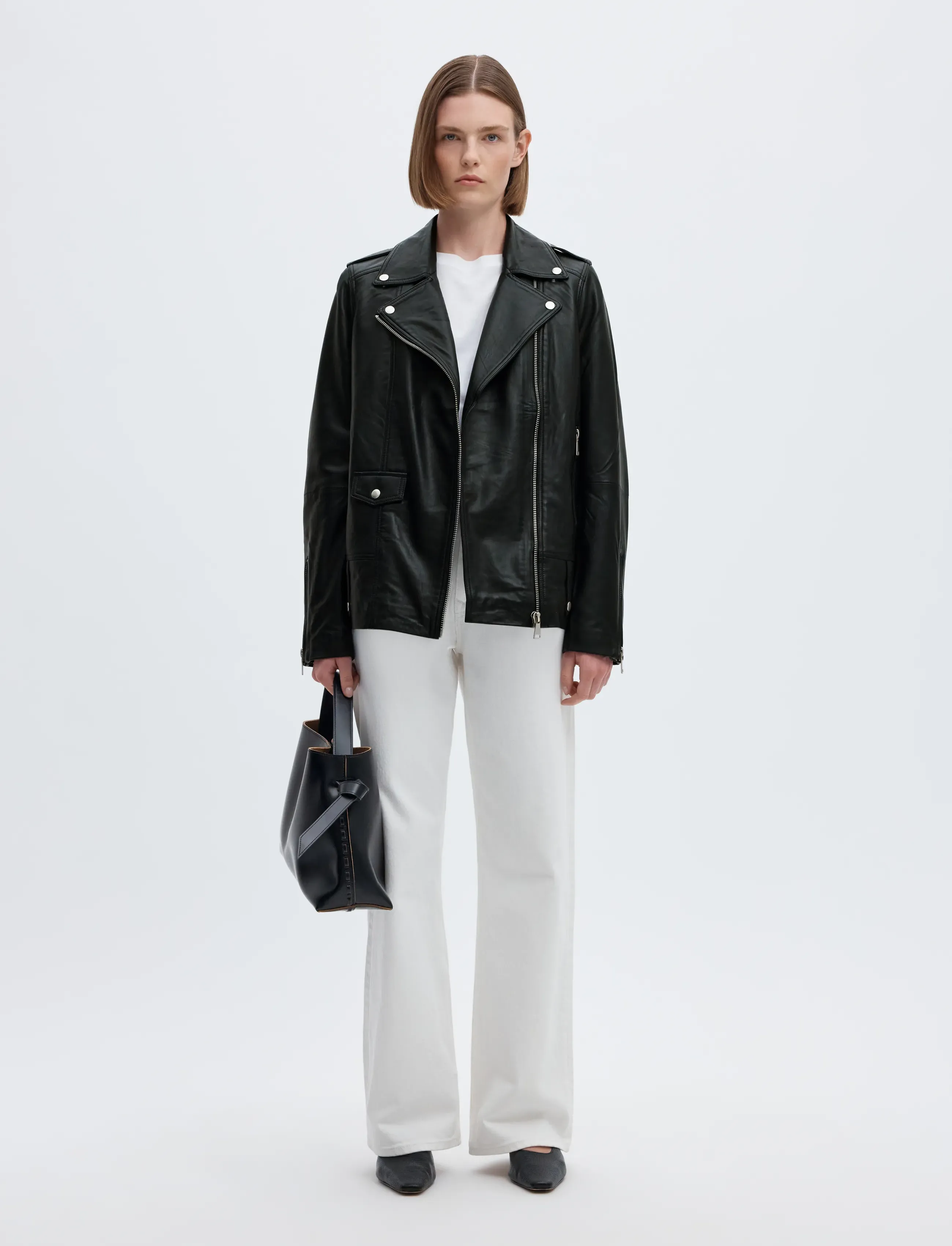 Selected - SLWMADISON LEATHER JACKET B NOOS - leather jackets - black - 5