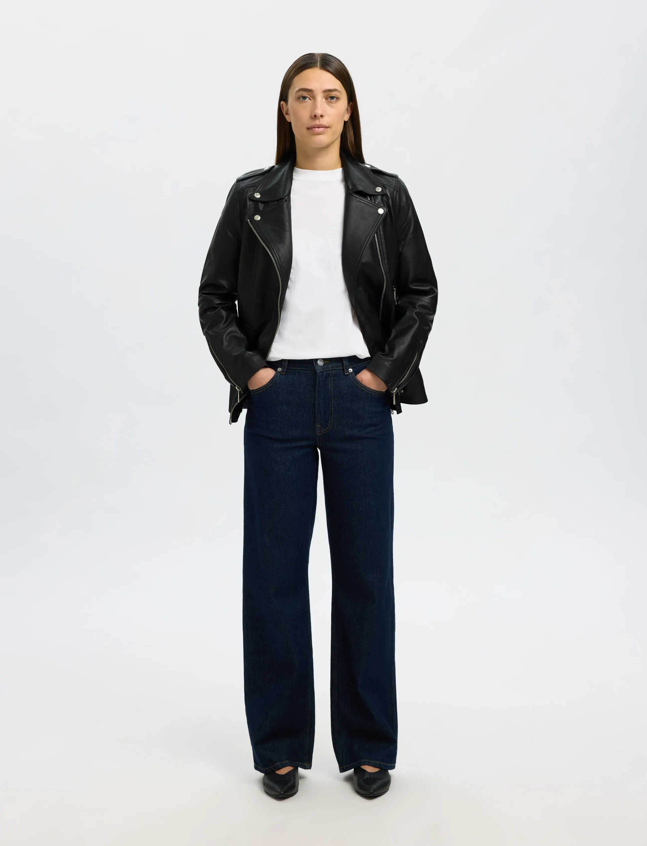 Selected - SLWMADISON LEATHER JACKET B NOOS - kevadjoped - black - 5
