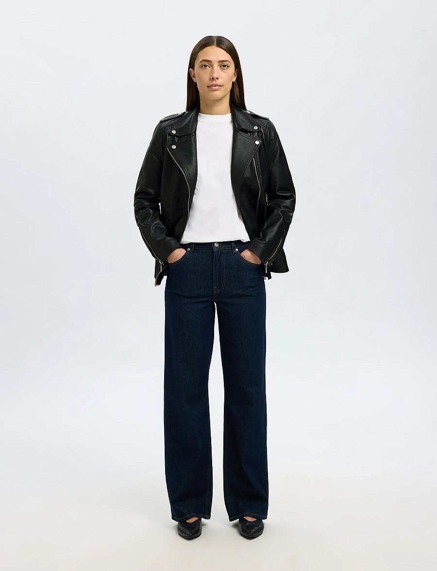 Selected - SLWMADISON LEATHER JACKET B NOOS - kurtki wiosenne - black - 5