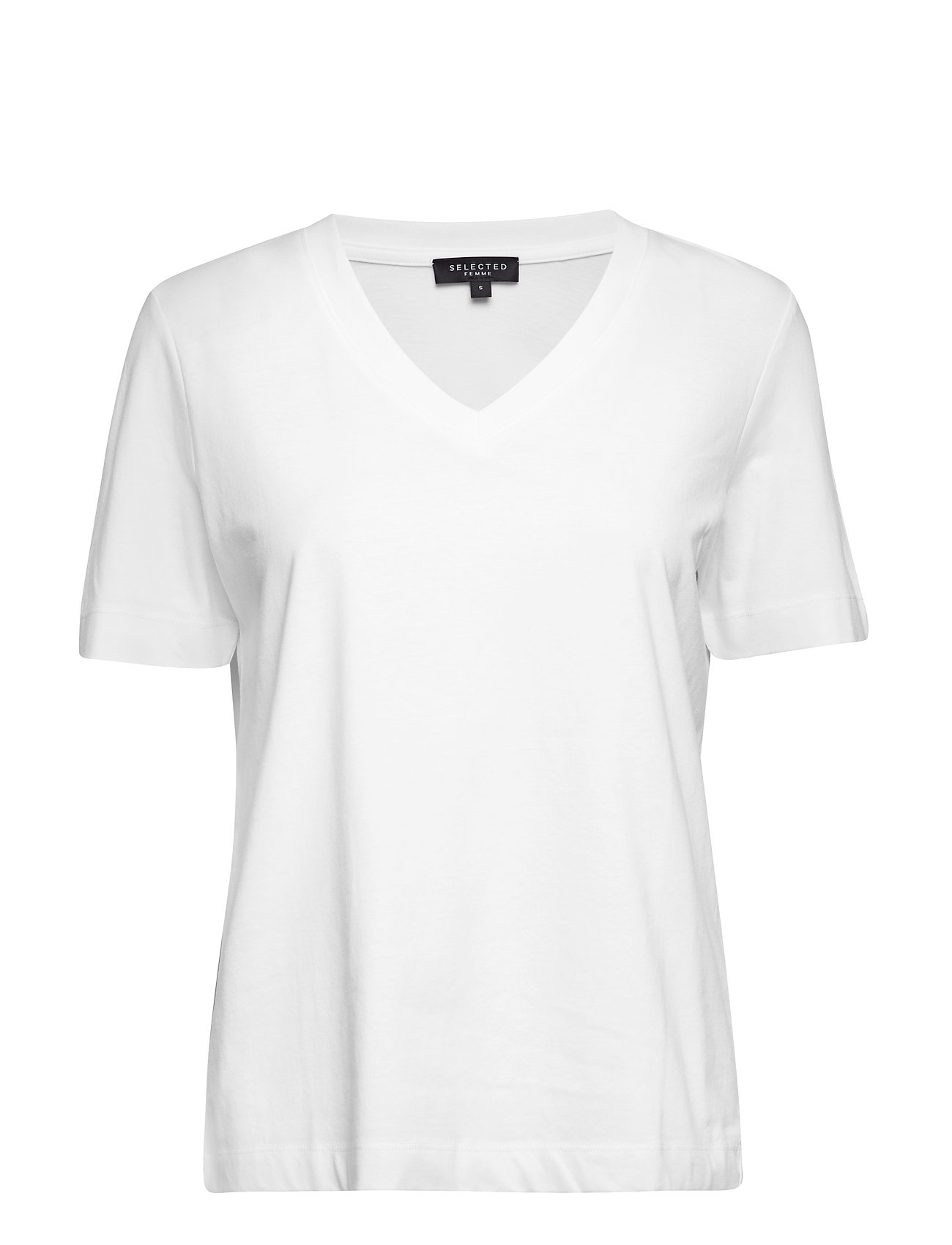 Selected Femme - SLFSTANDARDS V-NECK TEE - t-shirty - bright white - 1