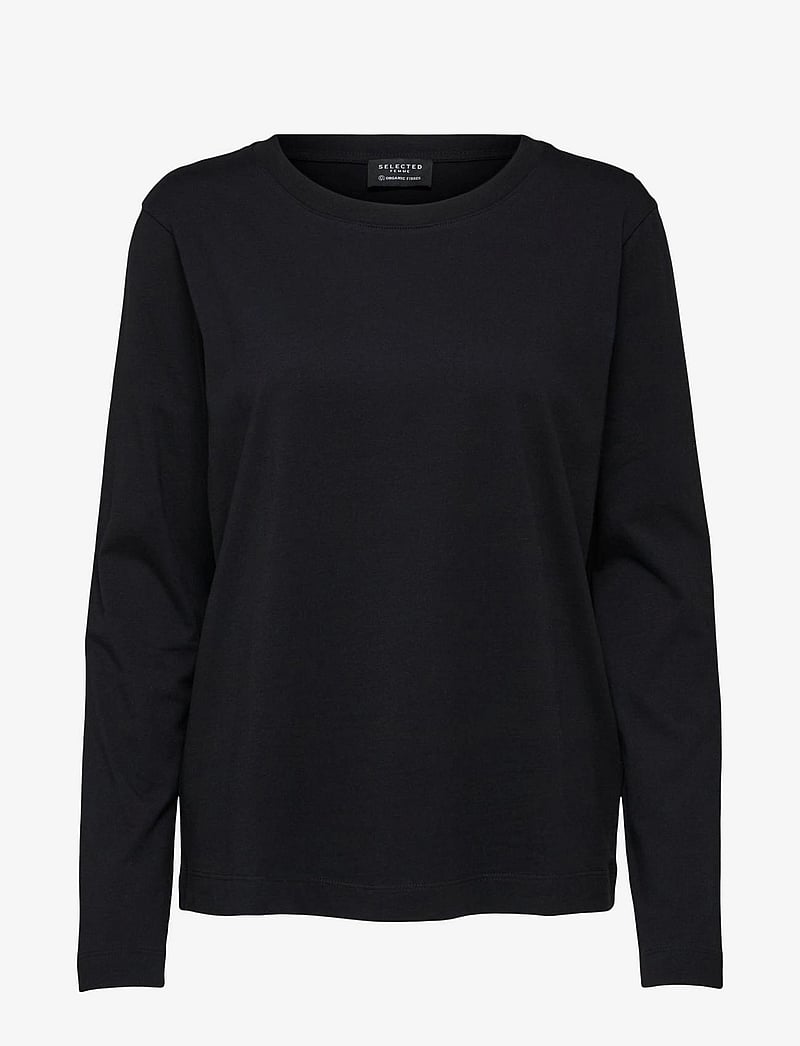 Selected - SLFSTANDARD LS TEE - langärmlige tops - black - 1