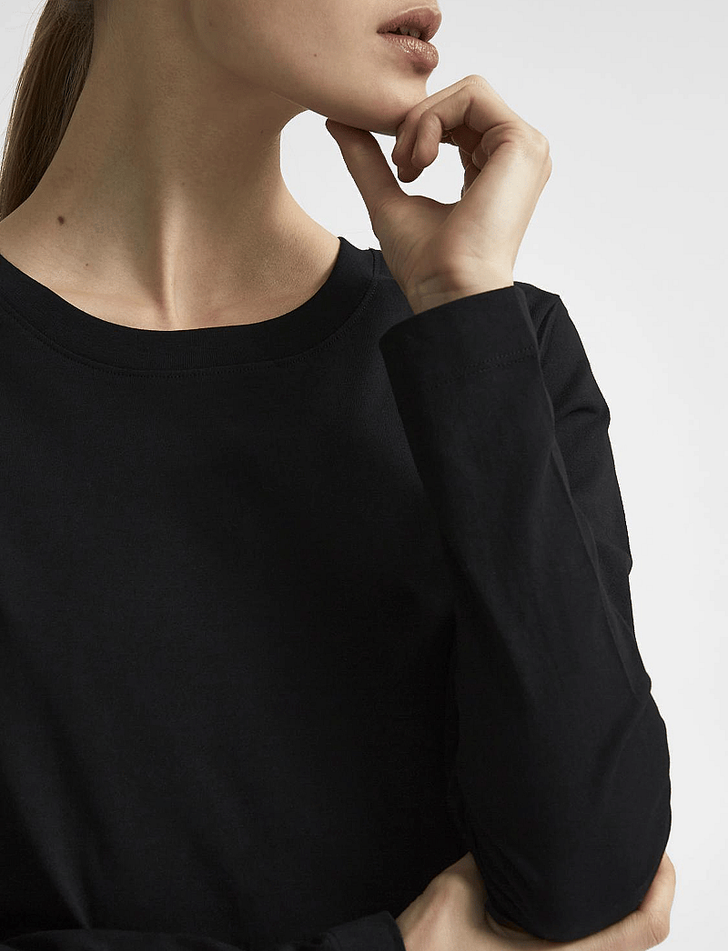 Selected - SLFSTANDARD LS TEE - langärmlige tops - black - 5