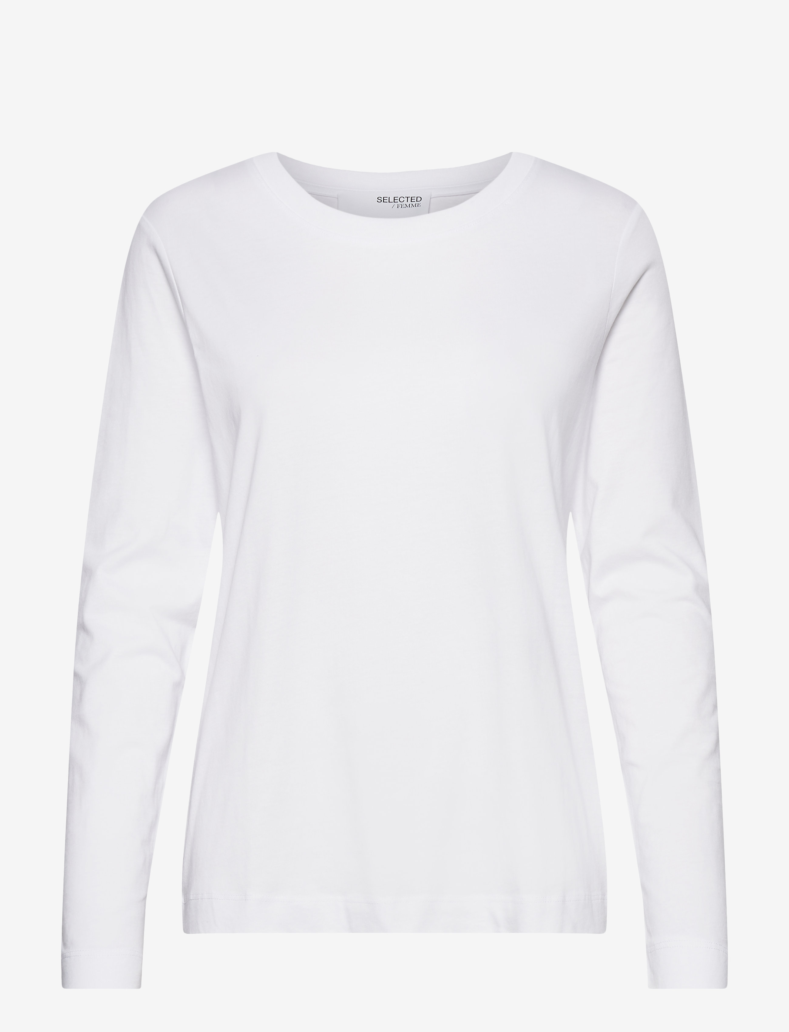 Selected SLFSTANDARD LS TEE NOOS - Long-sleeved tops - BRIGHT WHITE / white