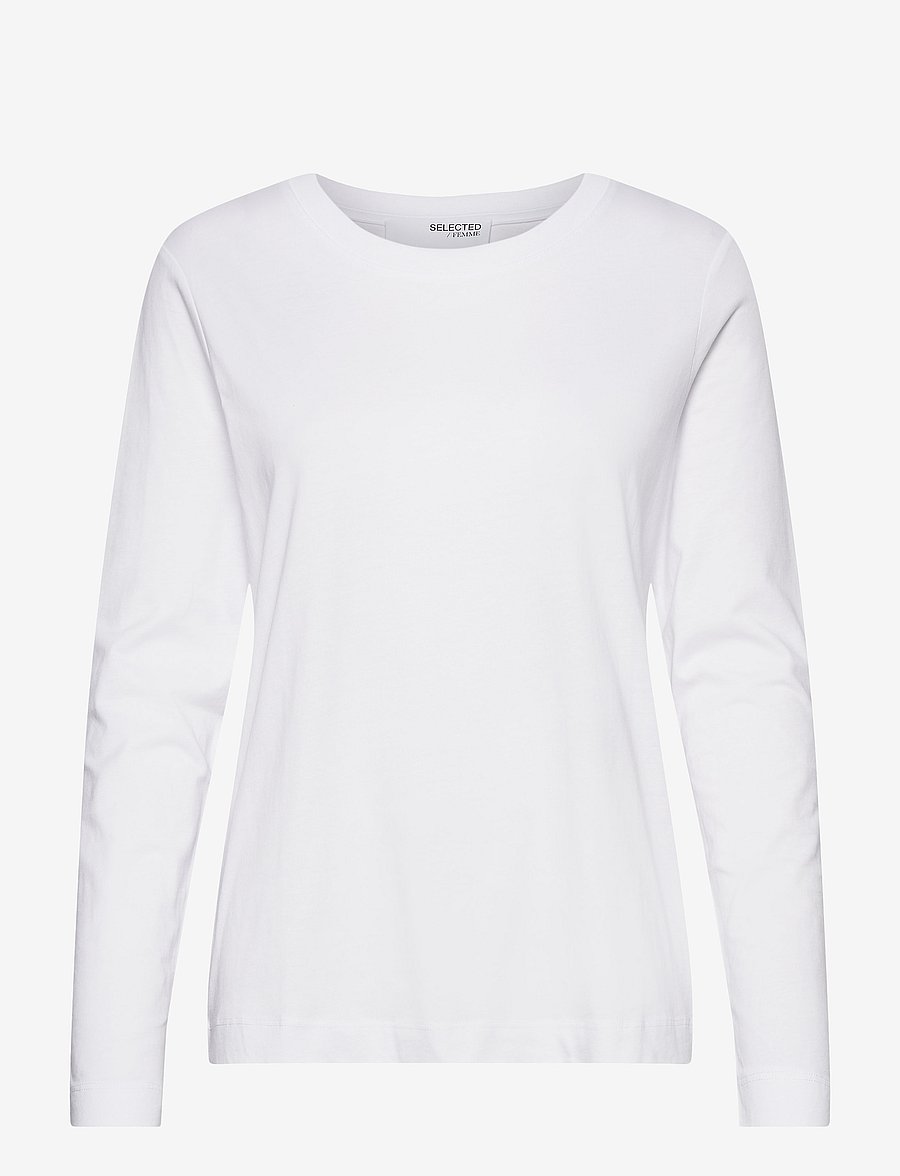 Selected - SLFSTANDARD LS TEE NOOS - langärmlige tops - bright white - 1