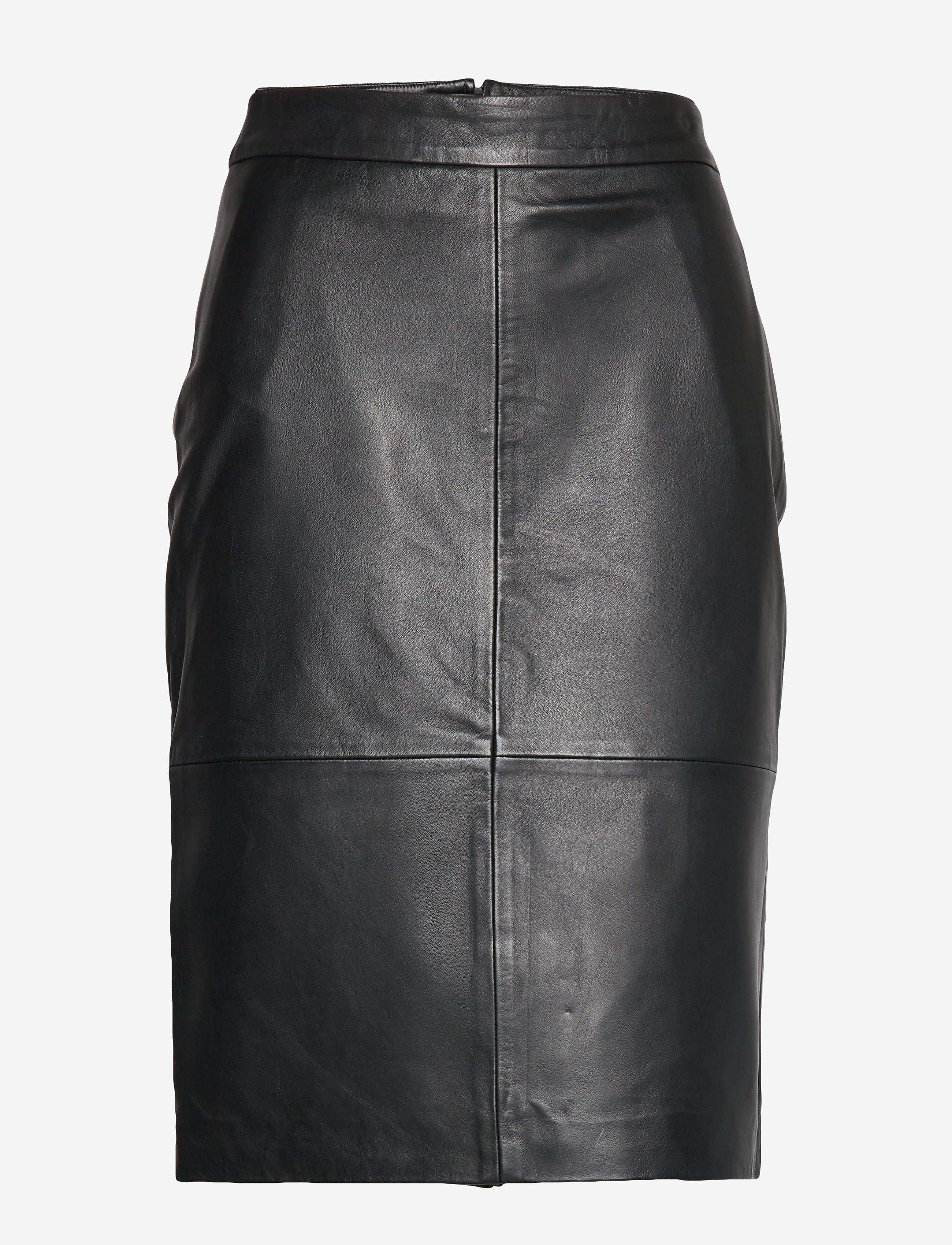 Selected SLFMAILY HW LEATHER SKIRT NOOS - Lederröcke - BLACK / black