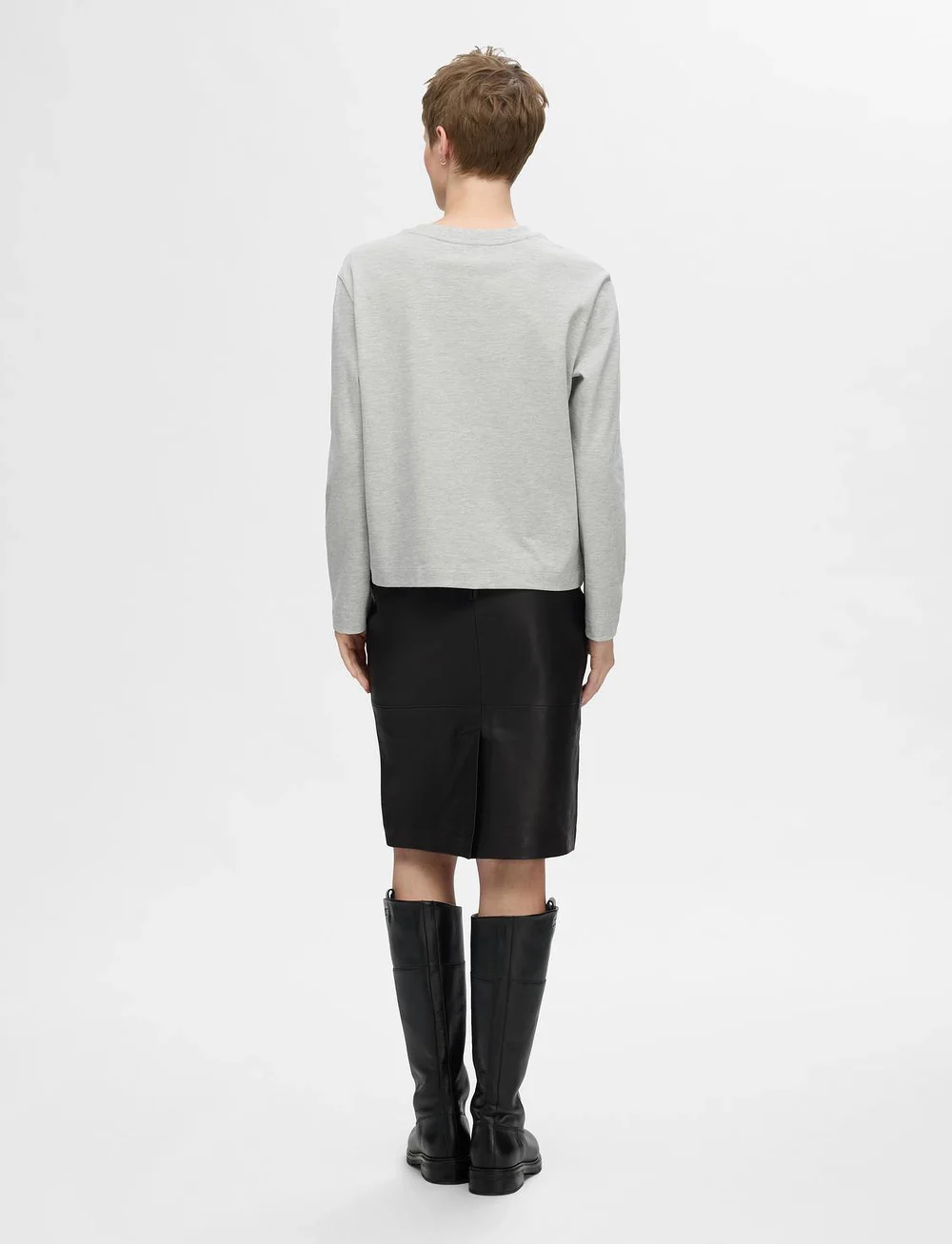 Selected - SLFMAILY HW LEATHER SKIRT NOOS - lædernederdele - black - 3