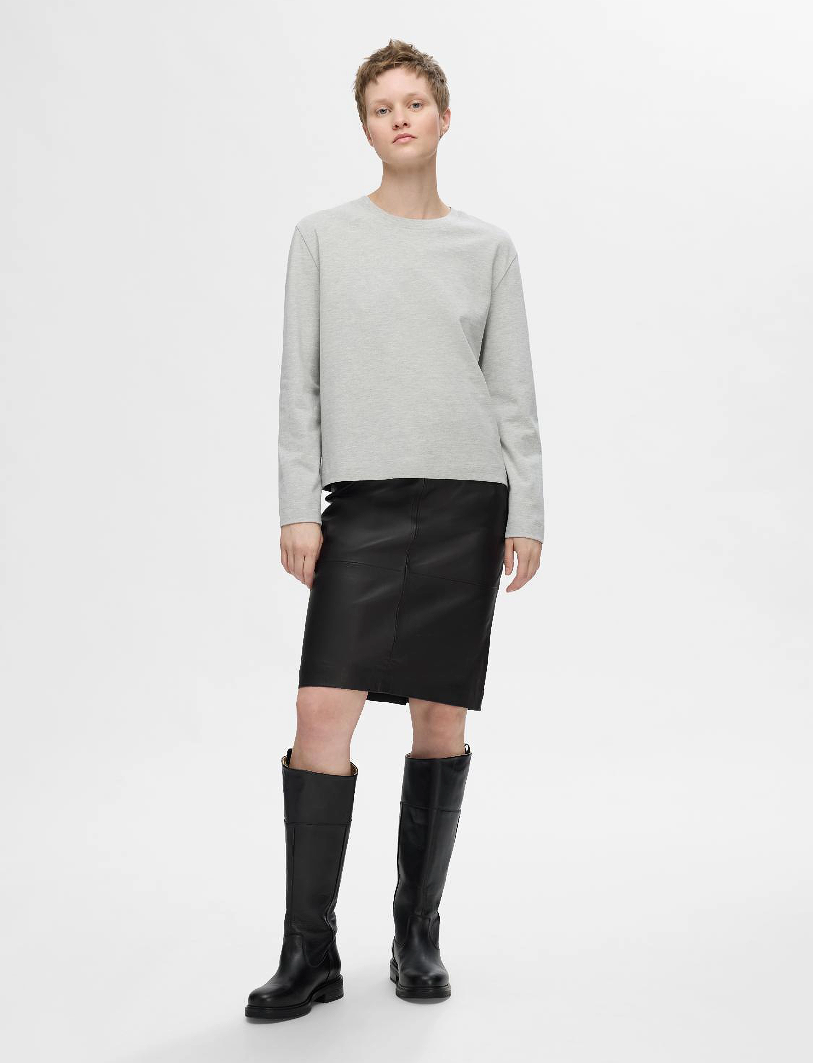 Selected - SLFMAILY HW LEATHER SKIRT NOOS - lederröcke - black - 4