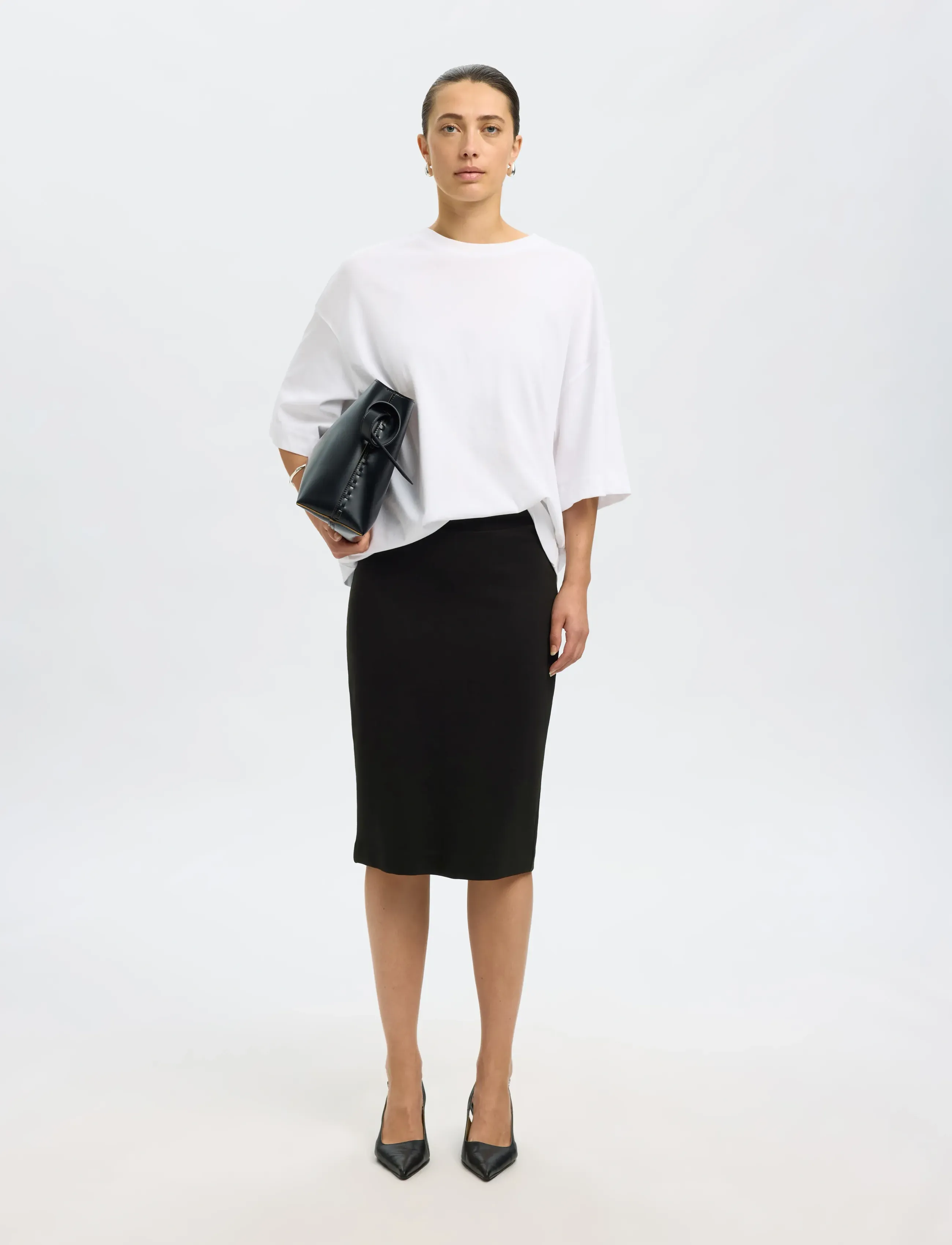 Selected - SLWSHELLY MW PENCIL SKIRT NOOS - jupes midi - black - 4