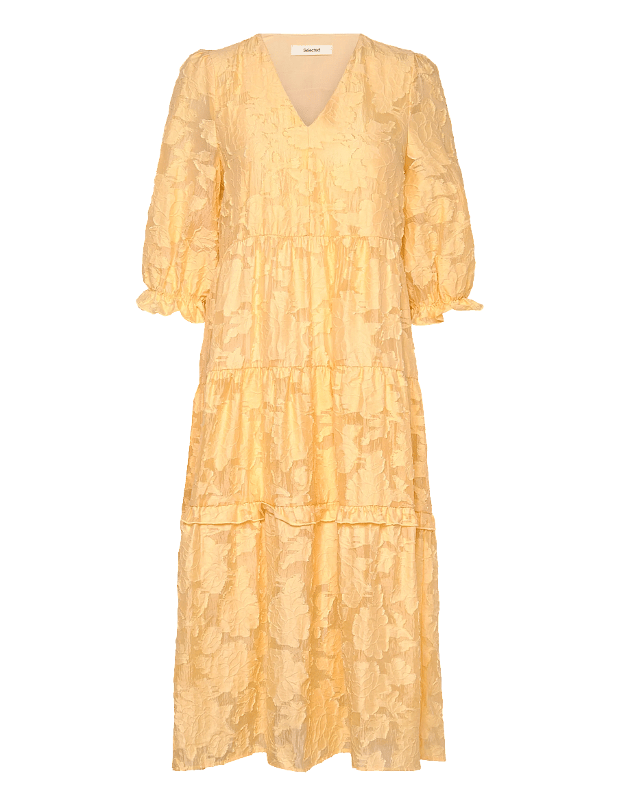 Selected - SLFSADIE 3/4 MIDI DRESS B - midikleider - italian straw - 2