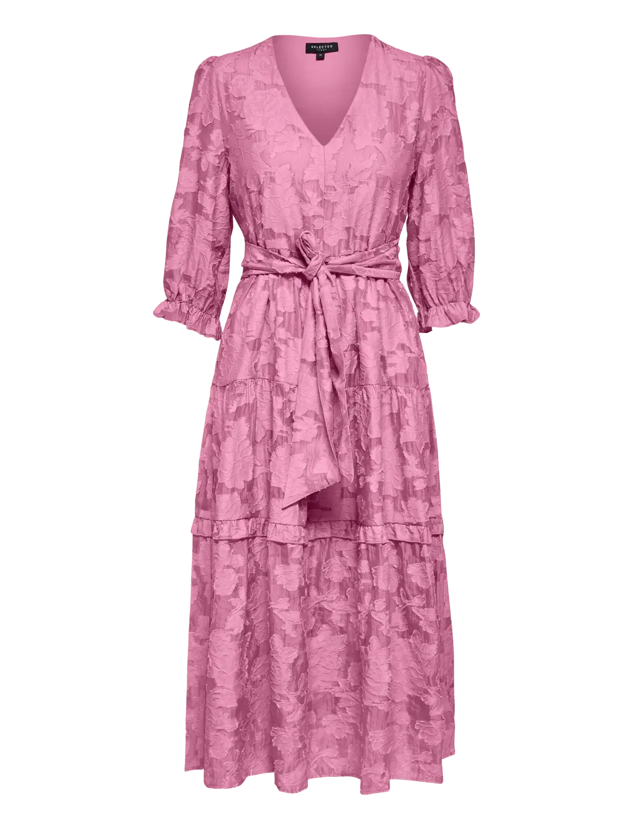Selected SLFSADIE 3/4 MIDI DRESS B - Tøj - ROSEBLOOM / pink/rose