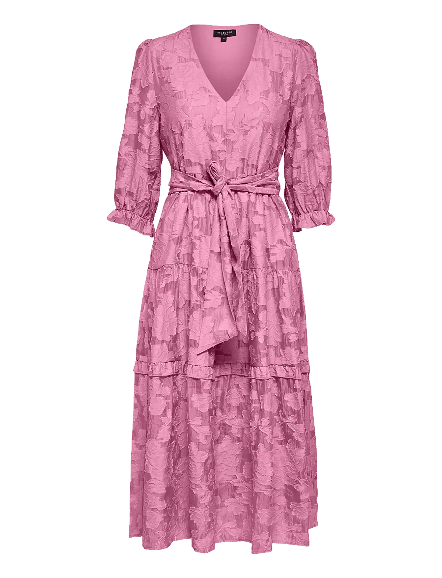 Selected - SLFSADIE 3/4 MIDI DRESS B - midi kleitas - rosebloom - 1