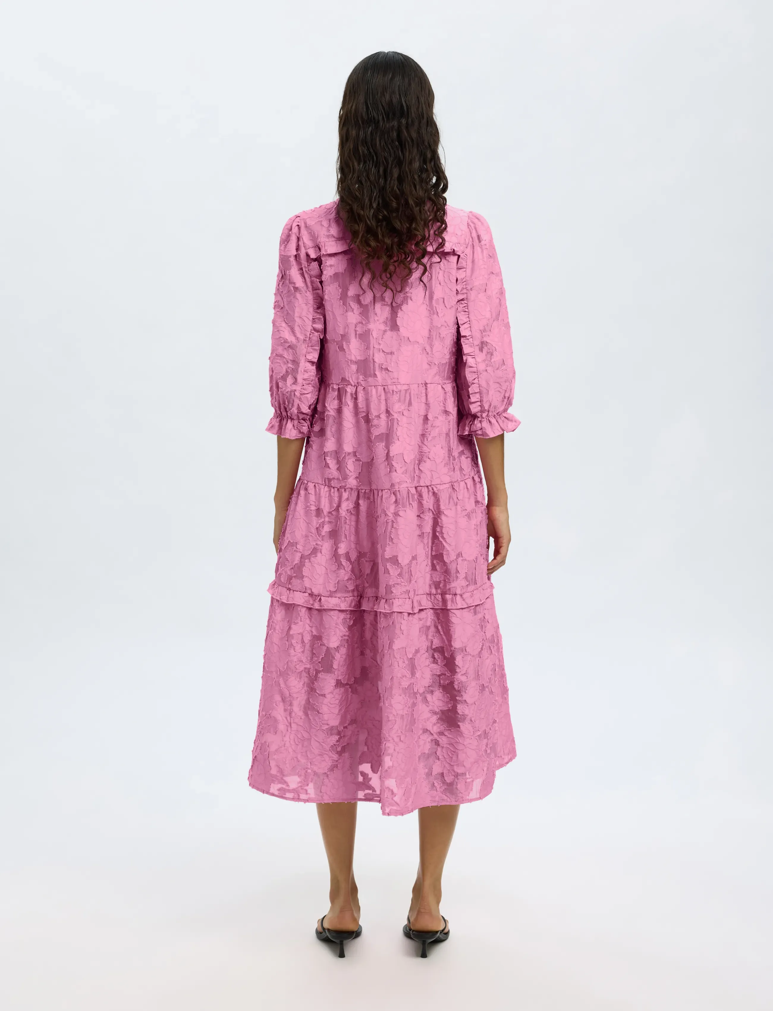 Selected - SLFSADIE 3/4 MIDI DRESS B - midi dresses - rosebloom - 4