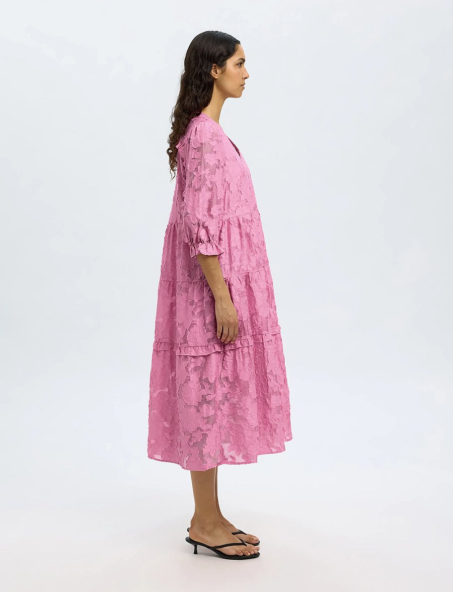 Selected - SLFSADIE 3/4 MIDI DRESS B - midi kleitas - rosebloom - 5