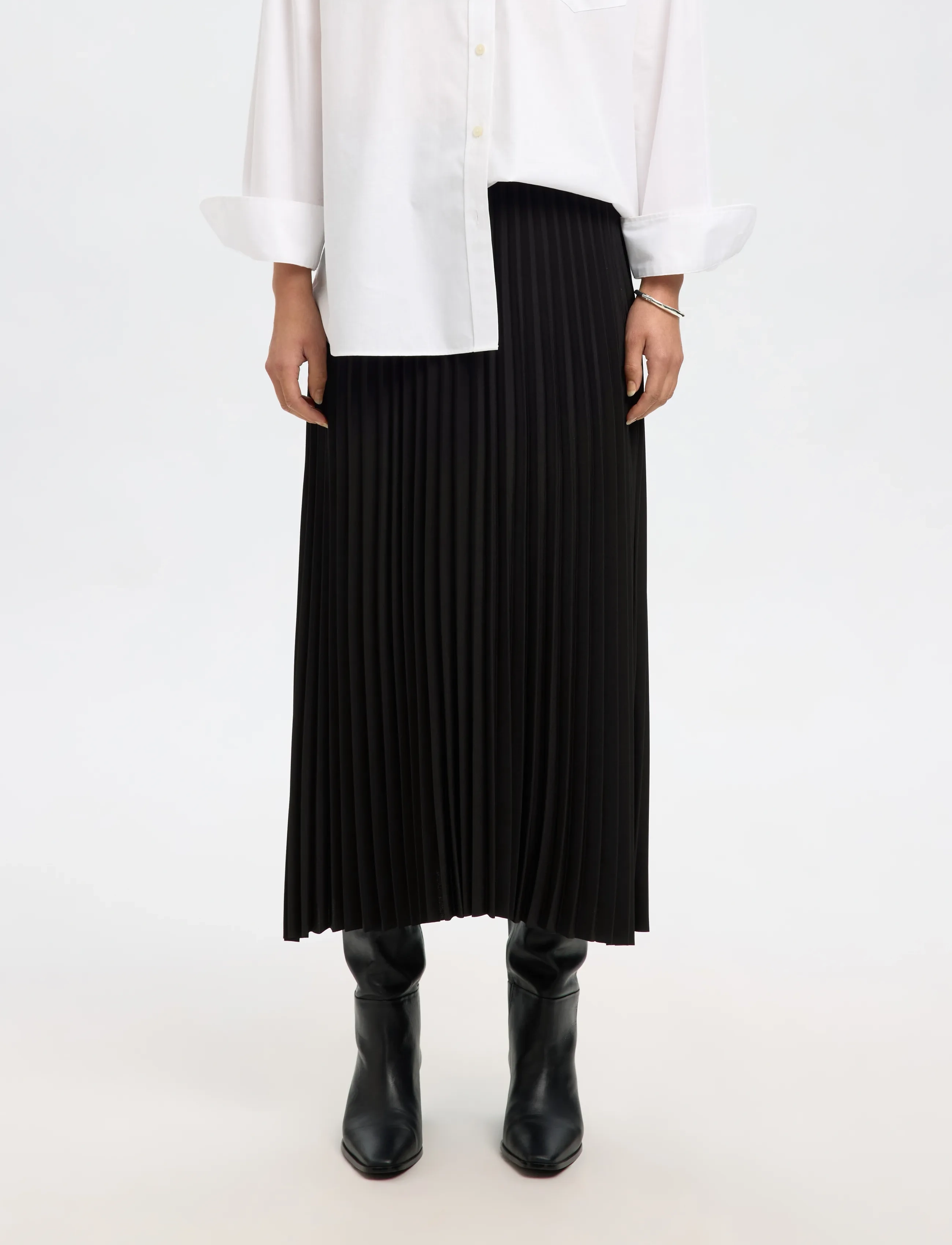 Selected SLFALEXIS MW MIDI SKIRT B NOOS - Röcke - BLACK / black