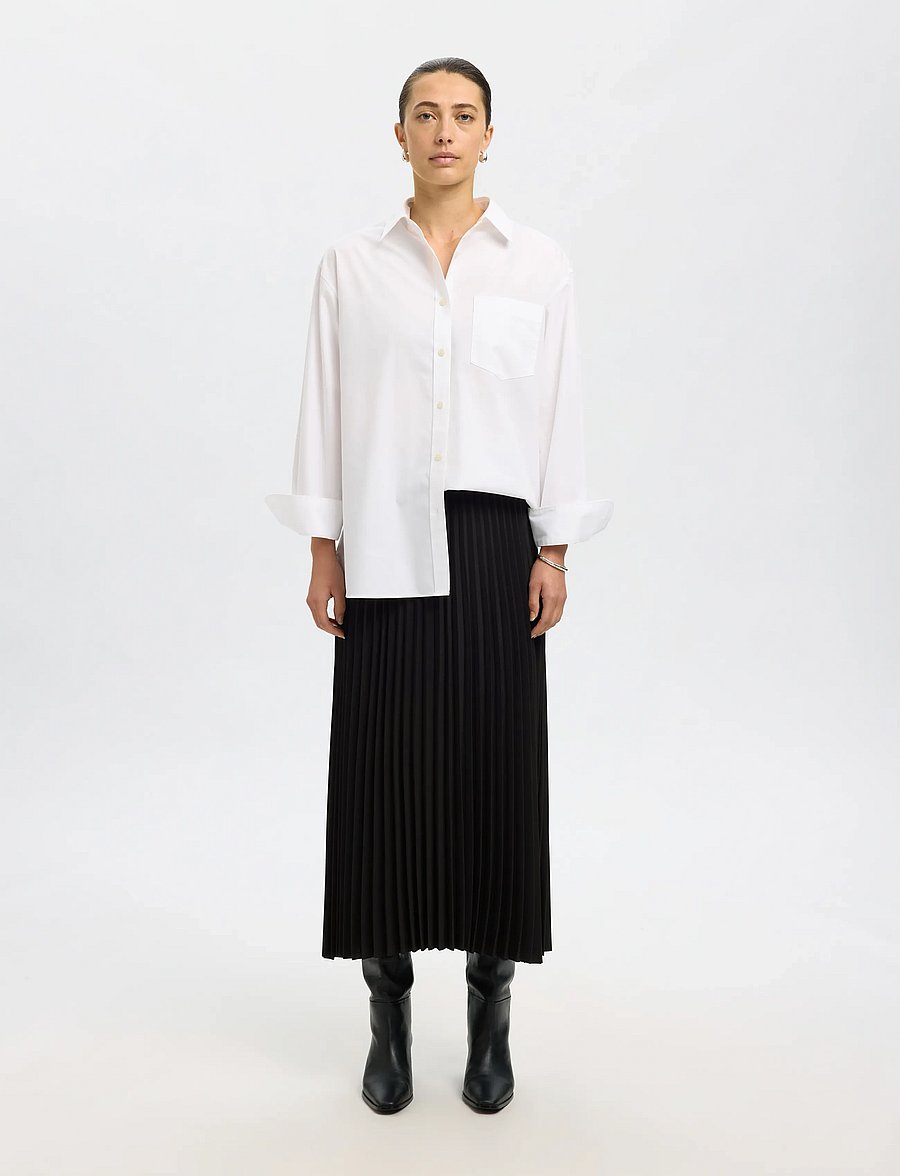 Selected - SLFALEXIS MW MIDI SKIRT B NOOS - pleated skirts - black - 4