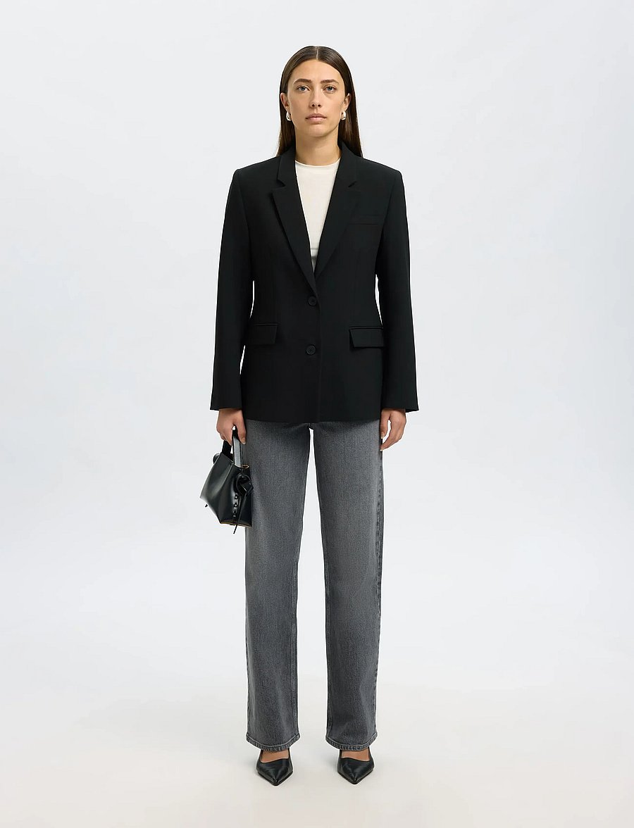 Selected - SLFRITA LS CLASSIC BLAZER FD NOOS - blazers met één knopenrij - black - 4