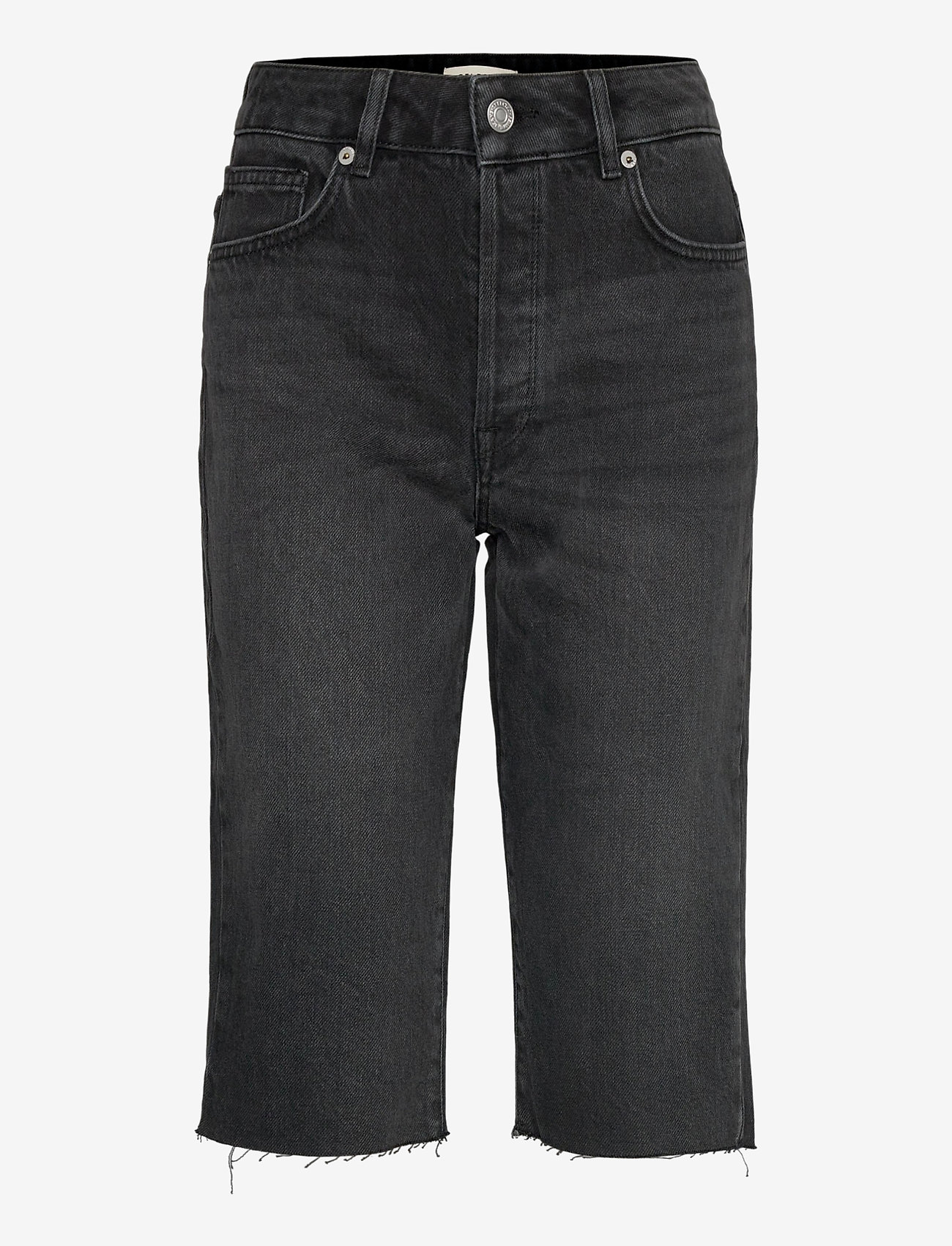 Selected Femme - SLFLOU MW SLIM GREY STONE SHORTS W - korte jeansbroeken - black denim - 0