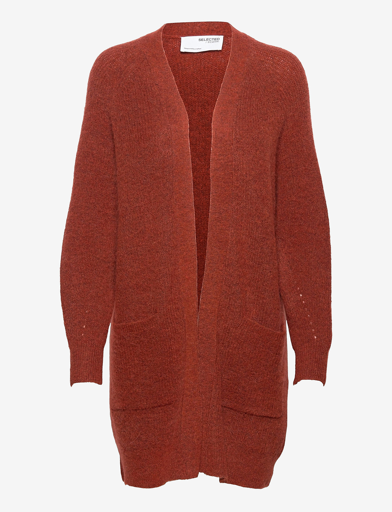 Selected - SLFLULU LS KNIT LONG CARDIGAN - chili oil - 0