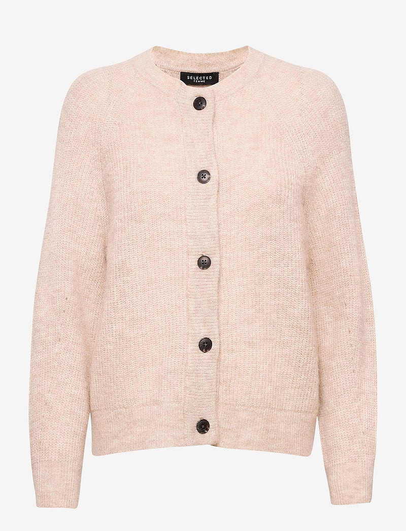 Selected - SLFLULU LS KNIT SHORT CARDIGAN NOOS - cardigans - birch - 1