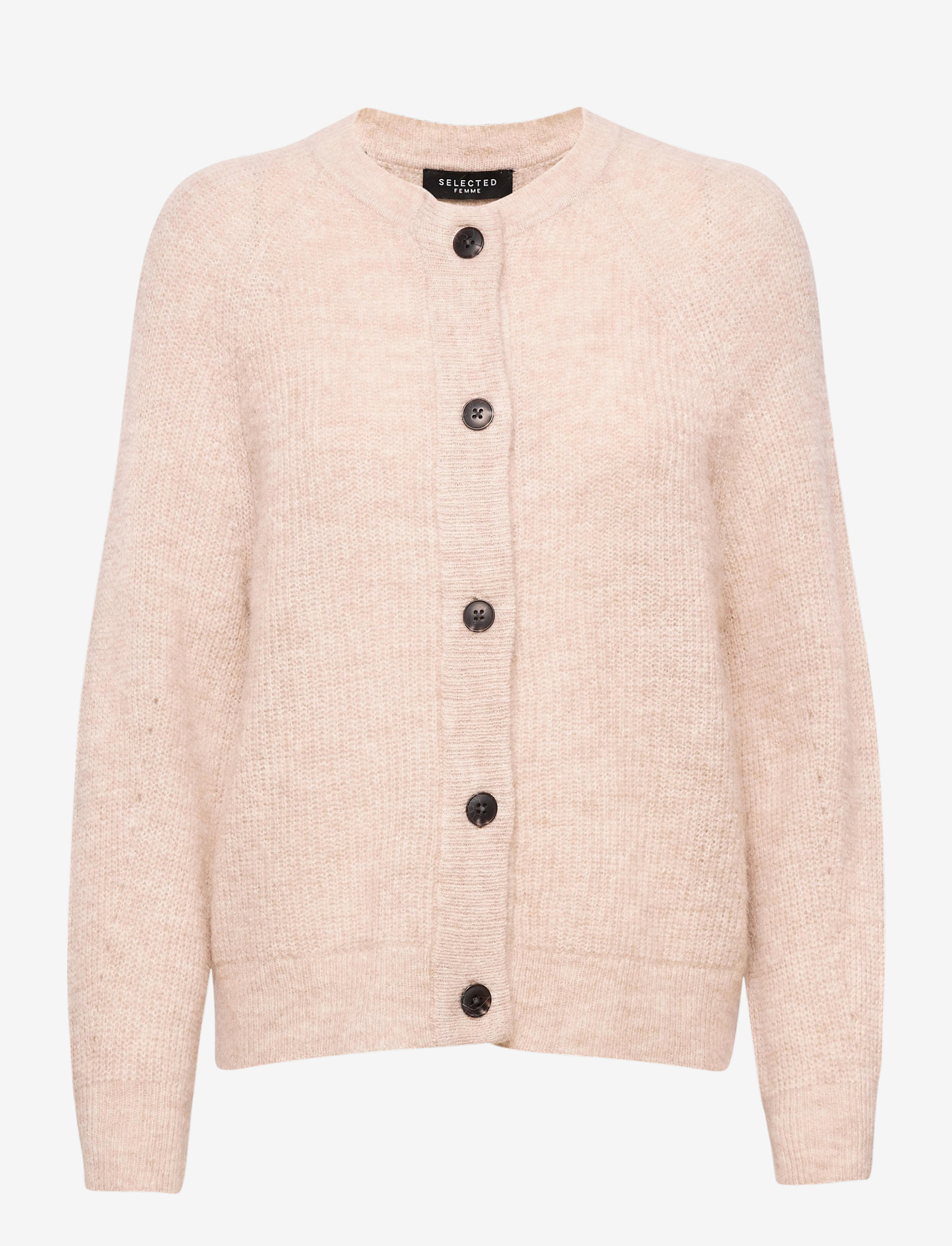 Selected SLWLULU LS KNIT SHORT CARDIGAN NOOS - Cardigans - BIRCH / pink/rose