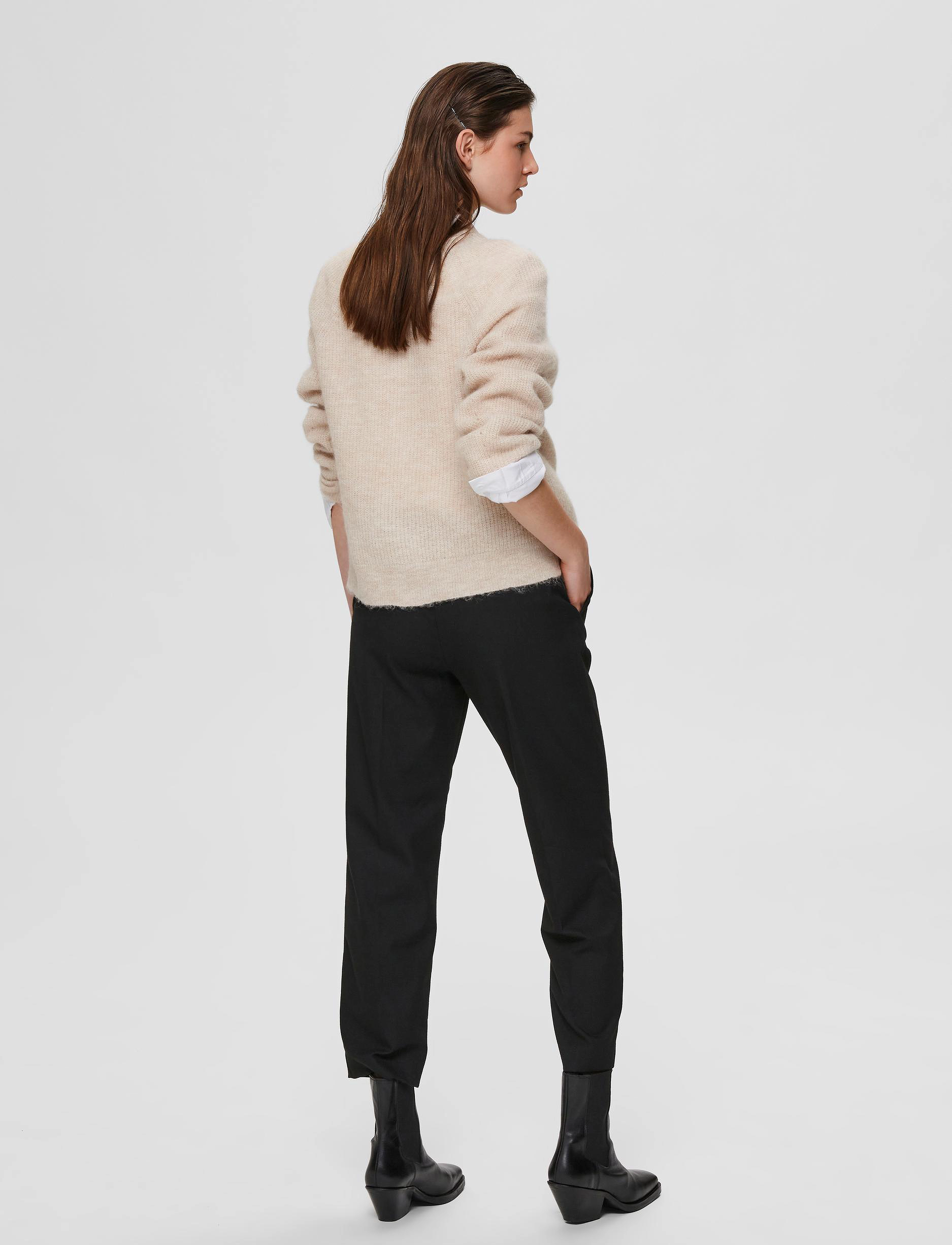 Selected - SLWLULU LS KNIT SHORT CARDIGAN NOOS - gilets - birch - 3