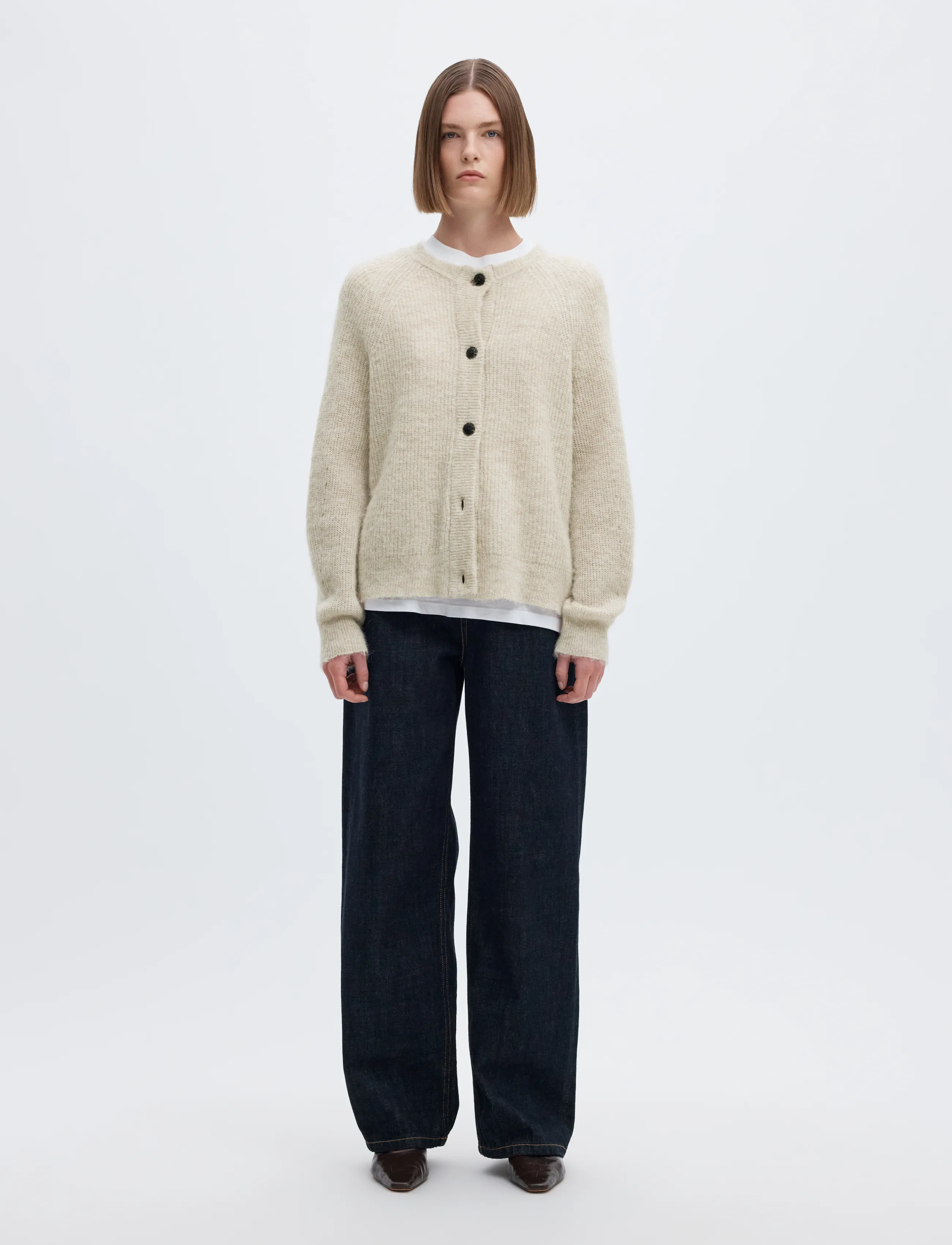 Selected - SLWLULU LS KNIT SHORT CARDIGAN NOOS - koftor - birch - 3