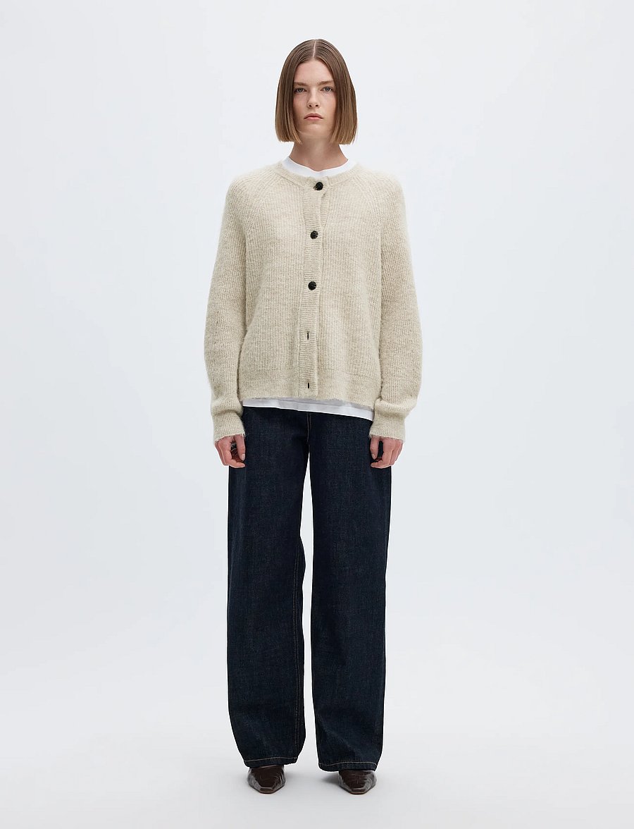 Selected - SLWLULU LS KNIT SHORT CARDIGAN NOOS - strickjacken - birch - 3