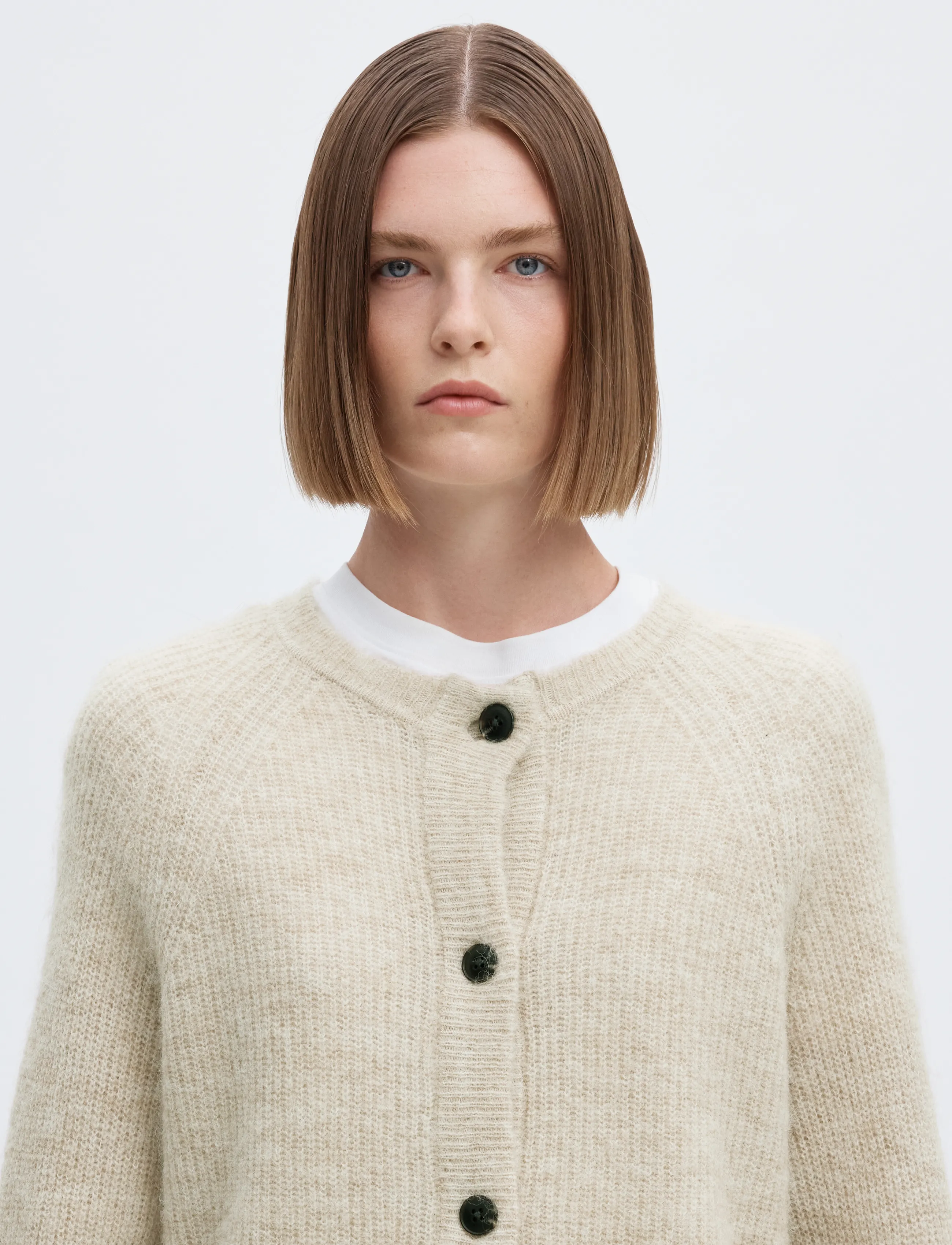 Selected - SLWLULU LS KNIT SHORT CARDIGAN NOOS - koftor - birch - 4