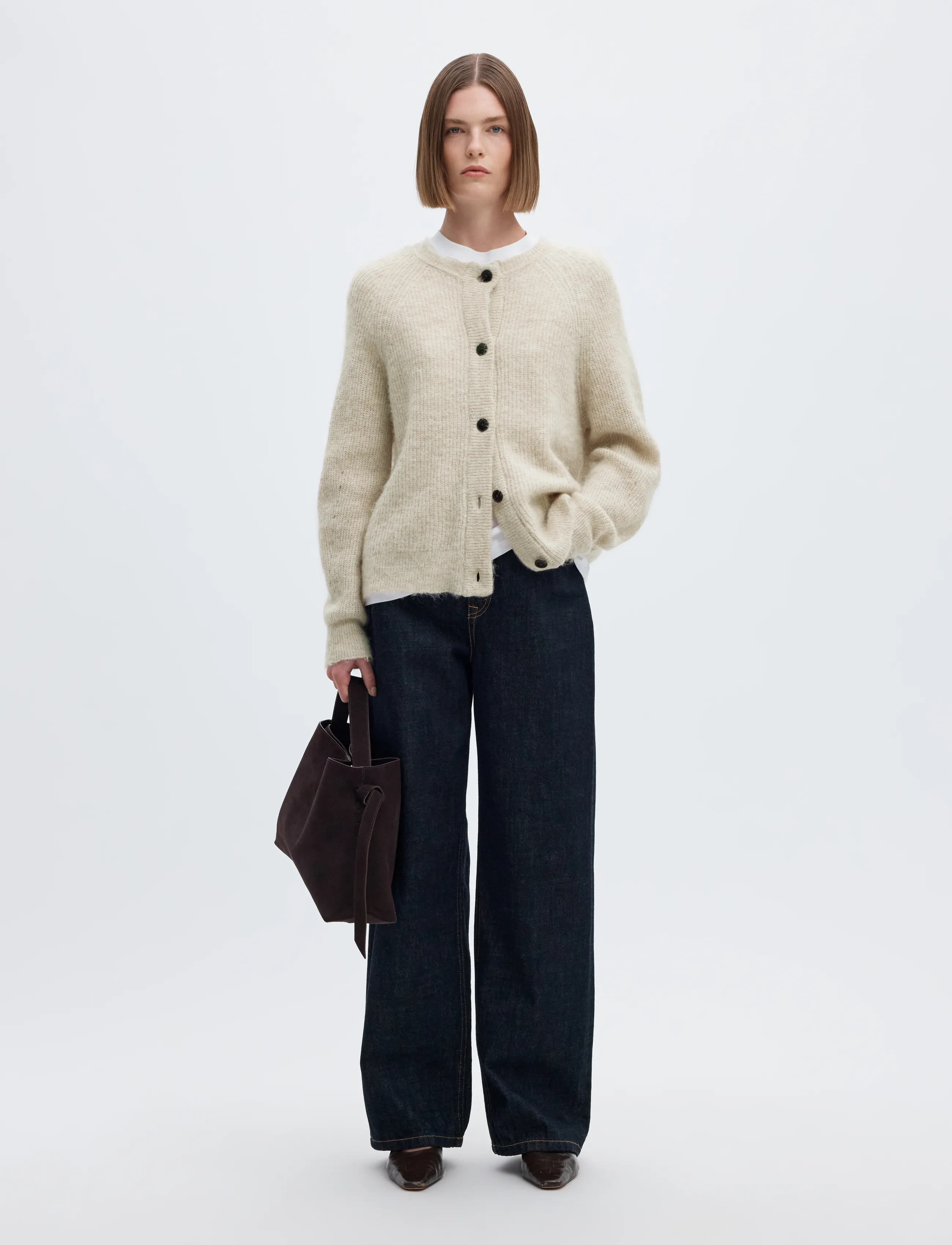 Selected - SLWLULU LS KNIT SHORT CARDIGAN NOOS - koftor - birch - 5