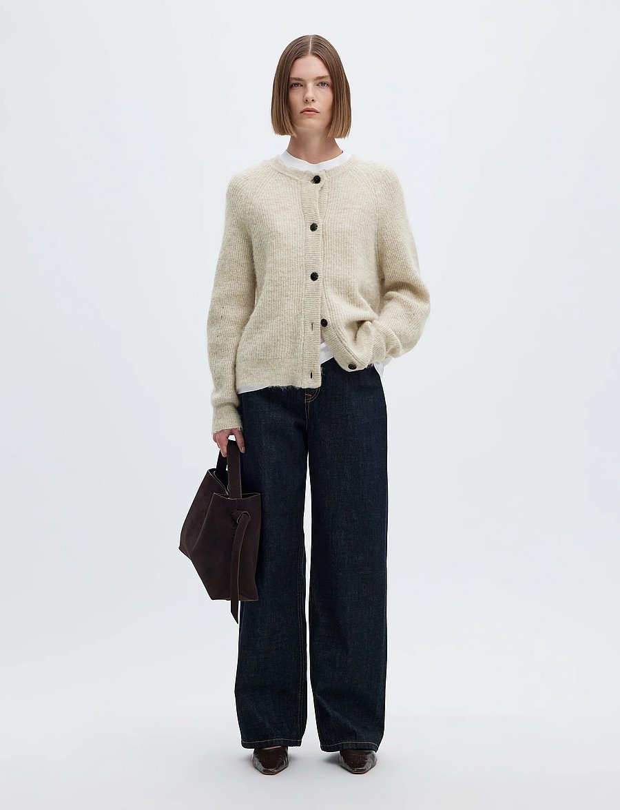 Selected - SLWLULU LS KNIT SHORT CARDIGAN NOOS - strickjacken - birch - 5